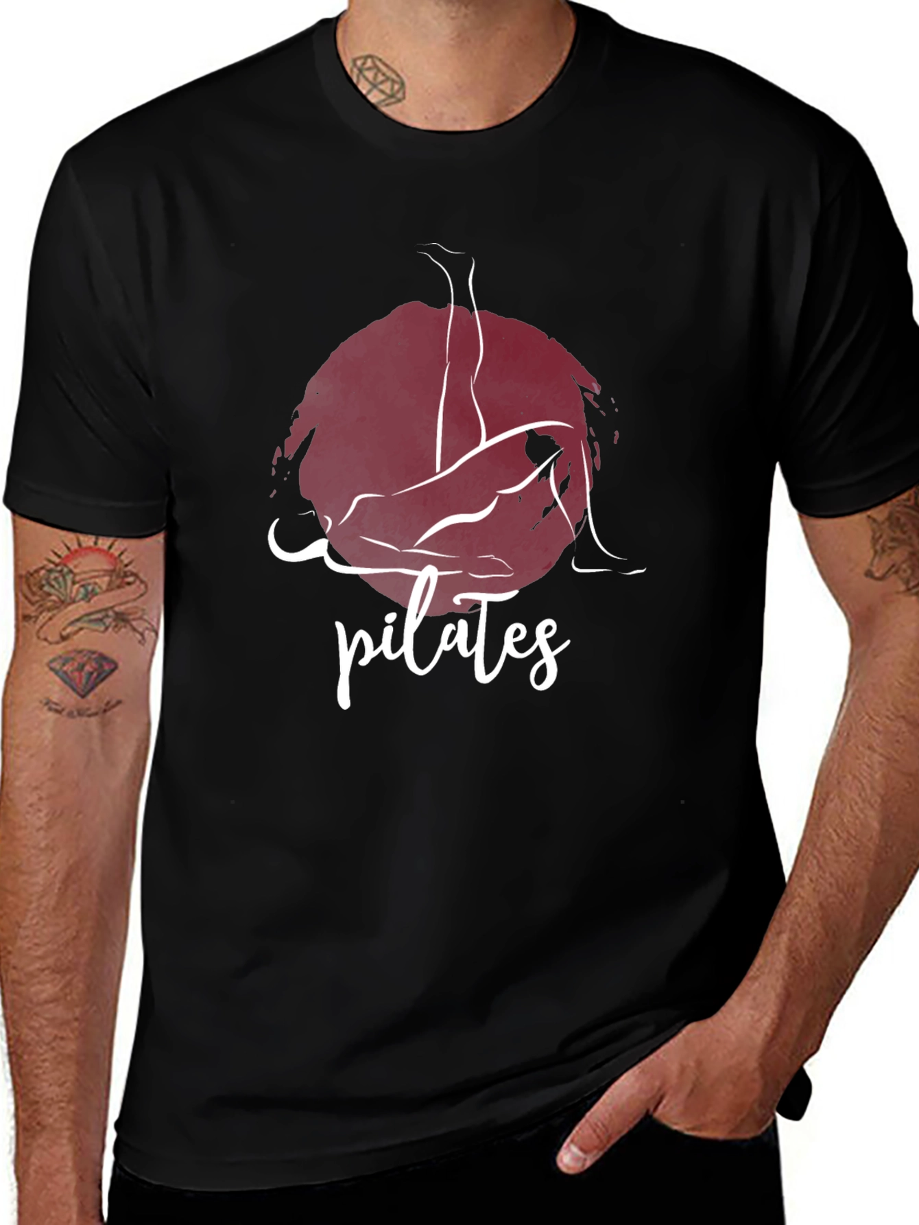 Variant 27 of Pilates Pose Graphic T-Shirt - Black
