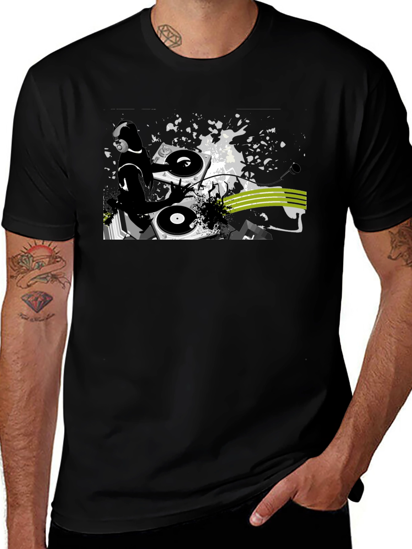 DJ Turntable Graphic Black T-Shirt