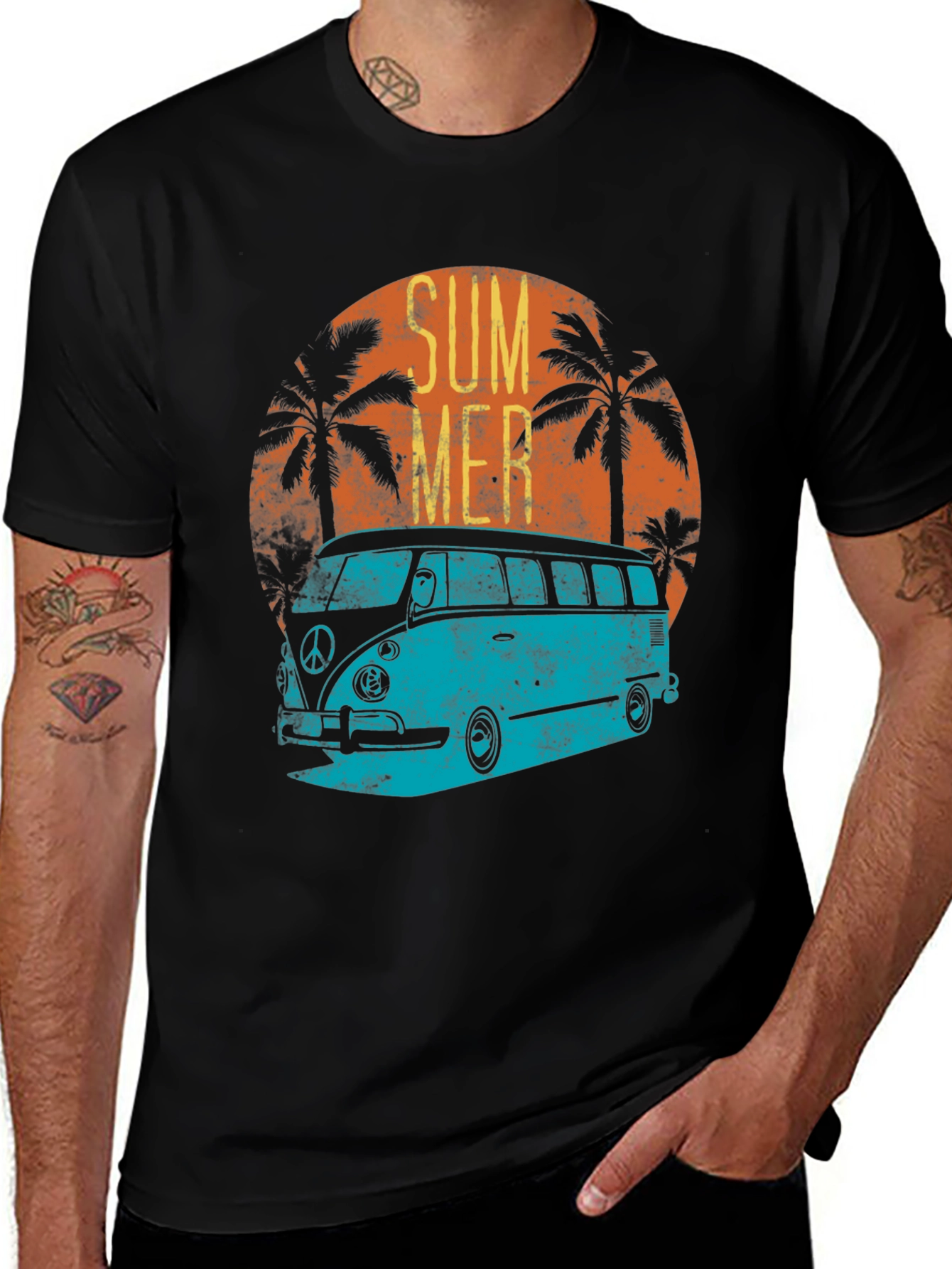 Variant 27 of Retro Summer Van T-Shirt - Black
