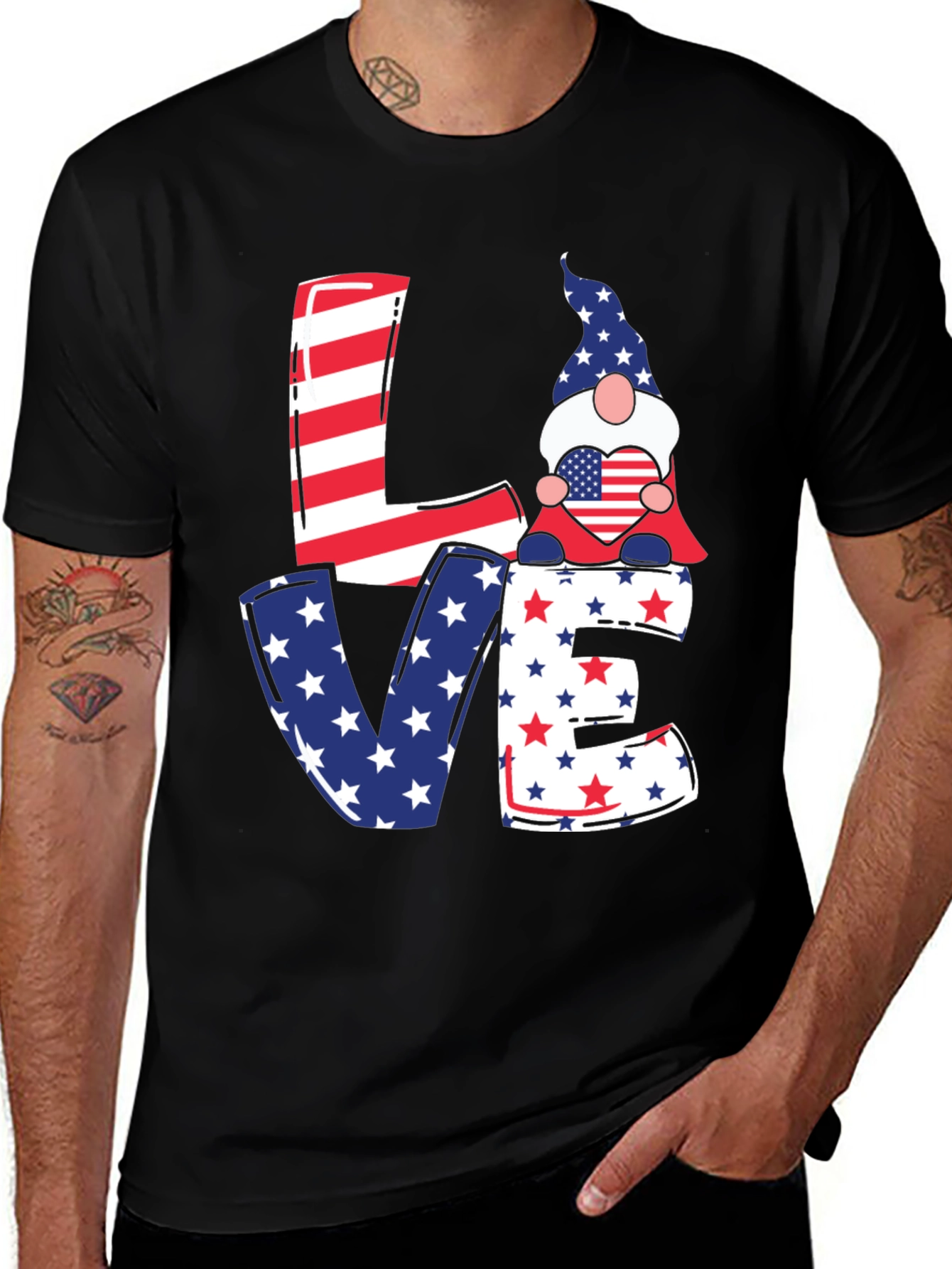 Variant 18 of Patriotic Gnome Love T-Shirt - USA Pride Tee