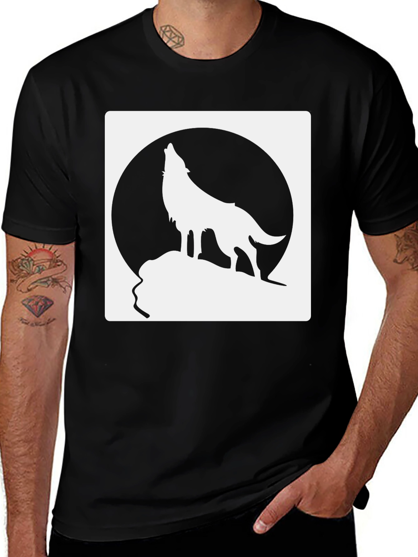 Variant 29 of Wolf Howl Graphic Tee - Black T-Shirt