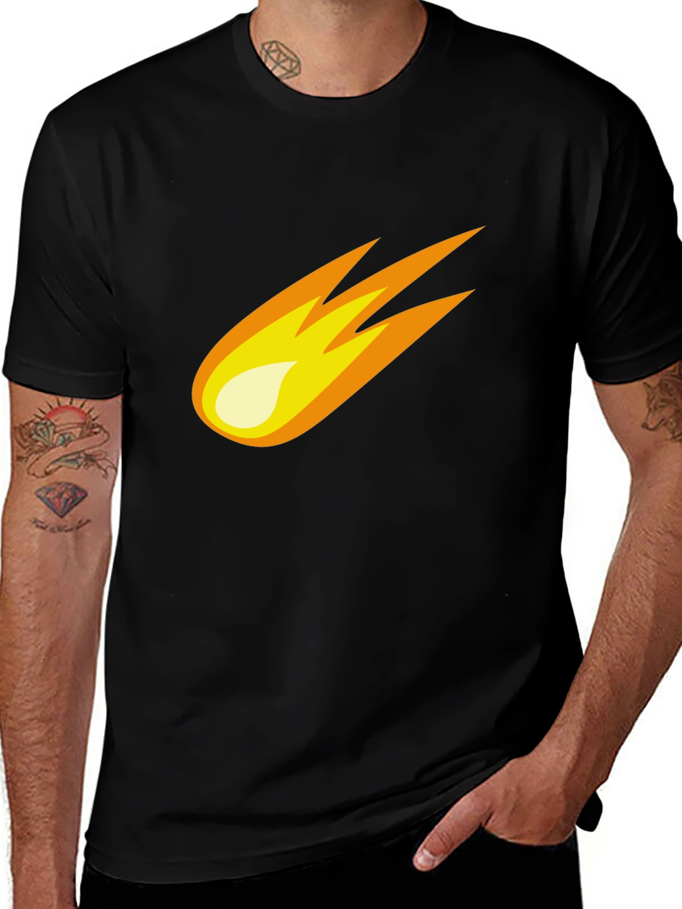 Variant 7 of Meteor Graphic Tee - Black Cotton Blend T-Shirt