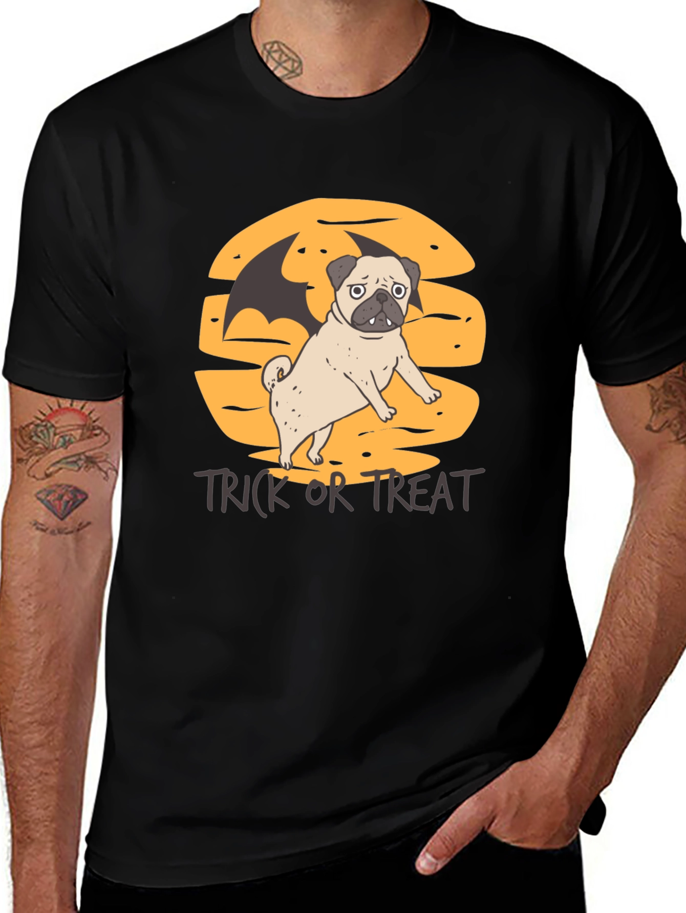 Halloween Pug Bat Wings T-Shirt