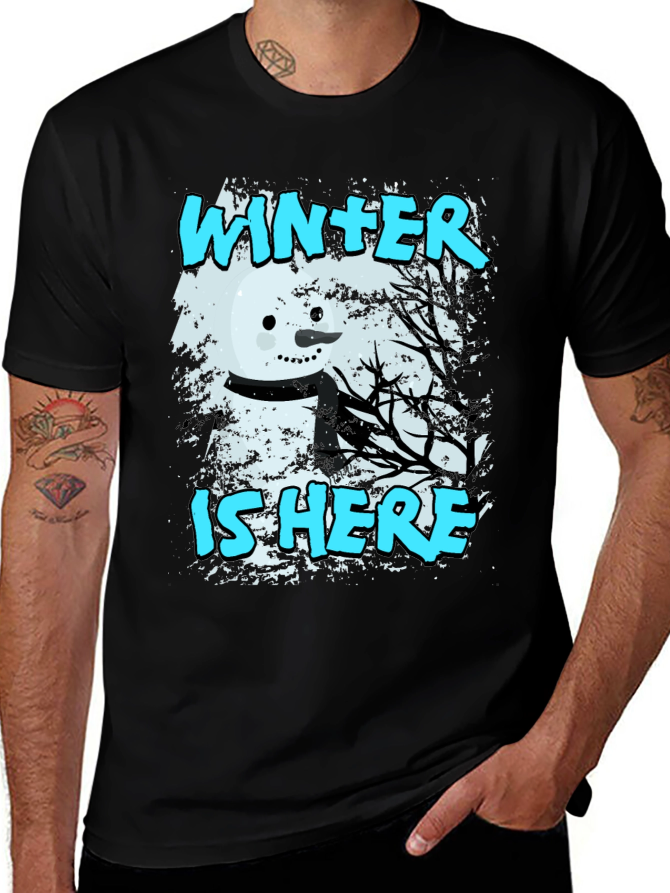 Variant 28 of Winter is Here Snowman Graphic Tee