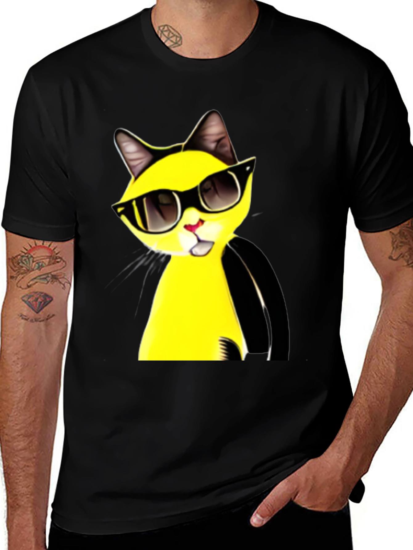 Variant 3 of Cool Cat Tee - Black Graphic T-Shirt