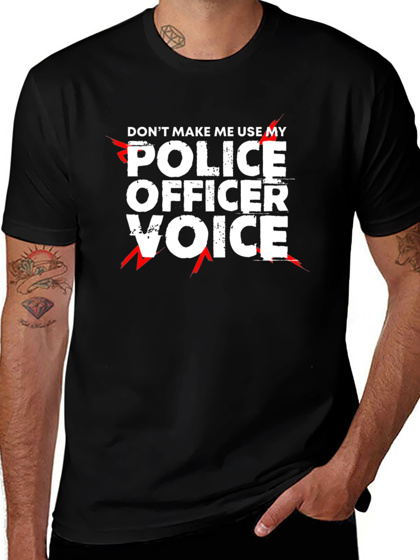Variant 24 of Don't Make Me Use My Police Officer Voice T-Shirt
