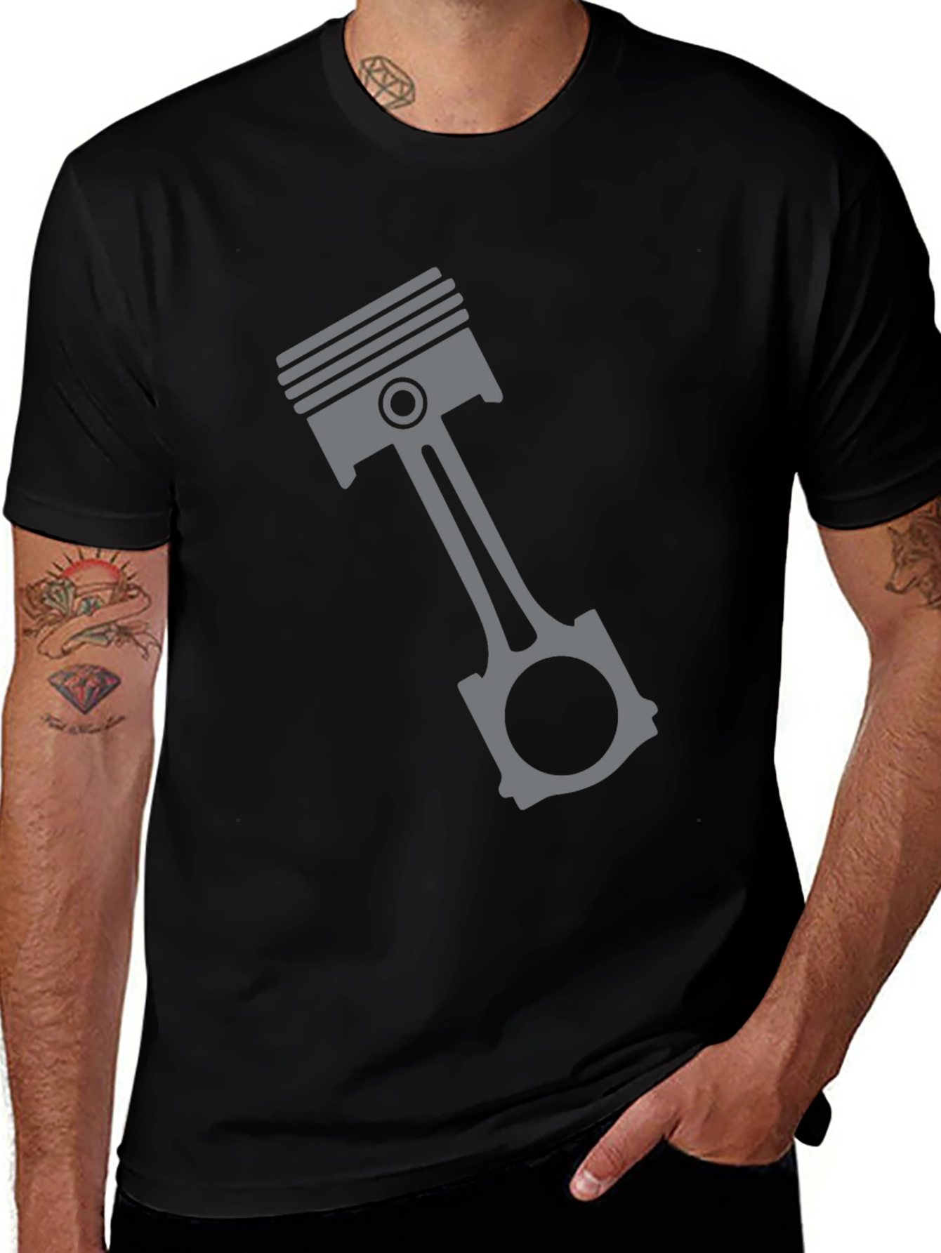 Variant 11 of Piston Graphic Tee - Black Engine Enthusiast T-Shirt