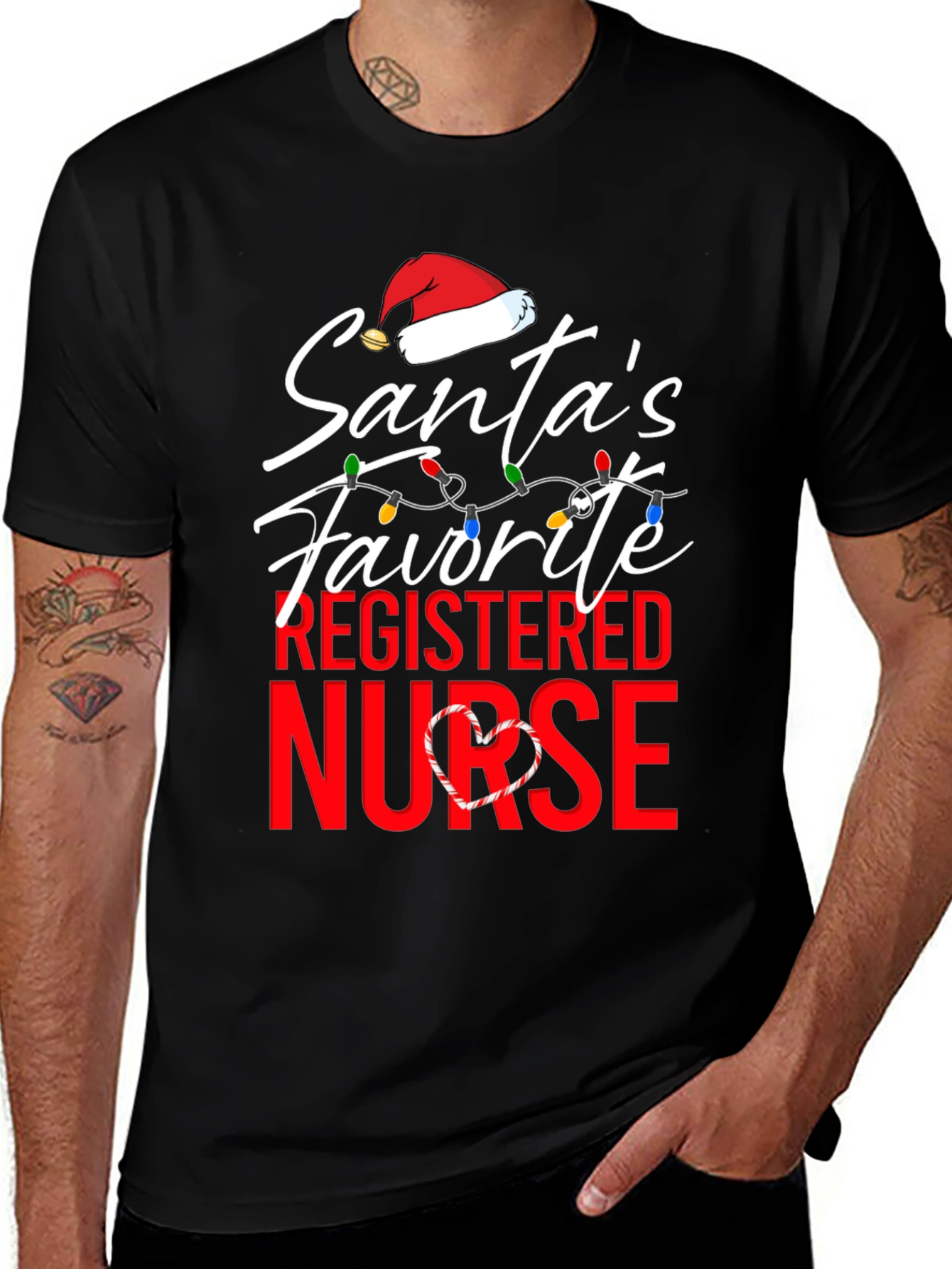 Variant 9 of Santa's Favorite Nurse T-Shirt Christmas Holiday Registered Nurse