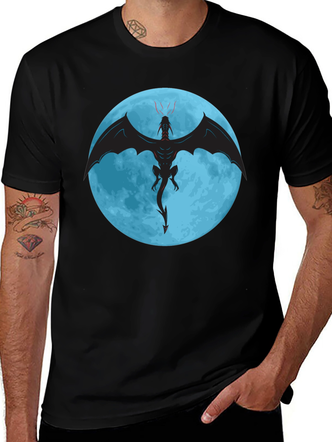 Dragon Moon Graphic Tee - Black T-Shirt