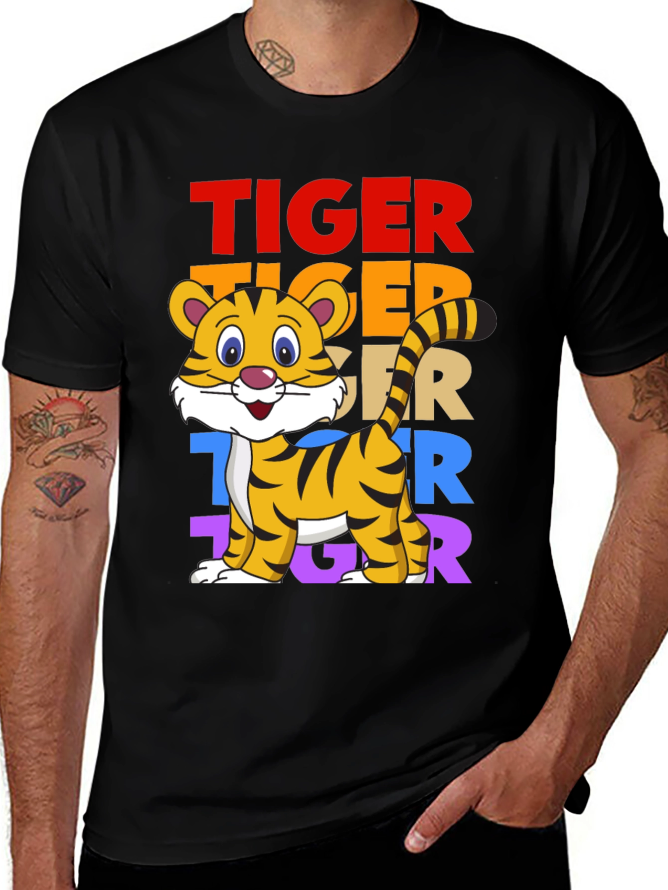 Variant 22 of Tiger Graphic Tee - Fun Colorful Design