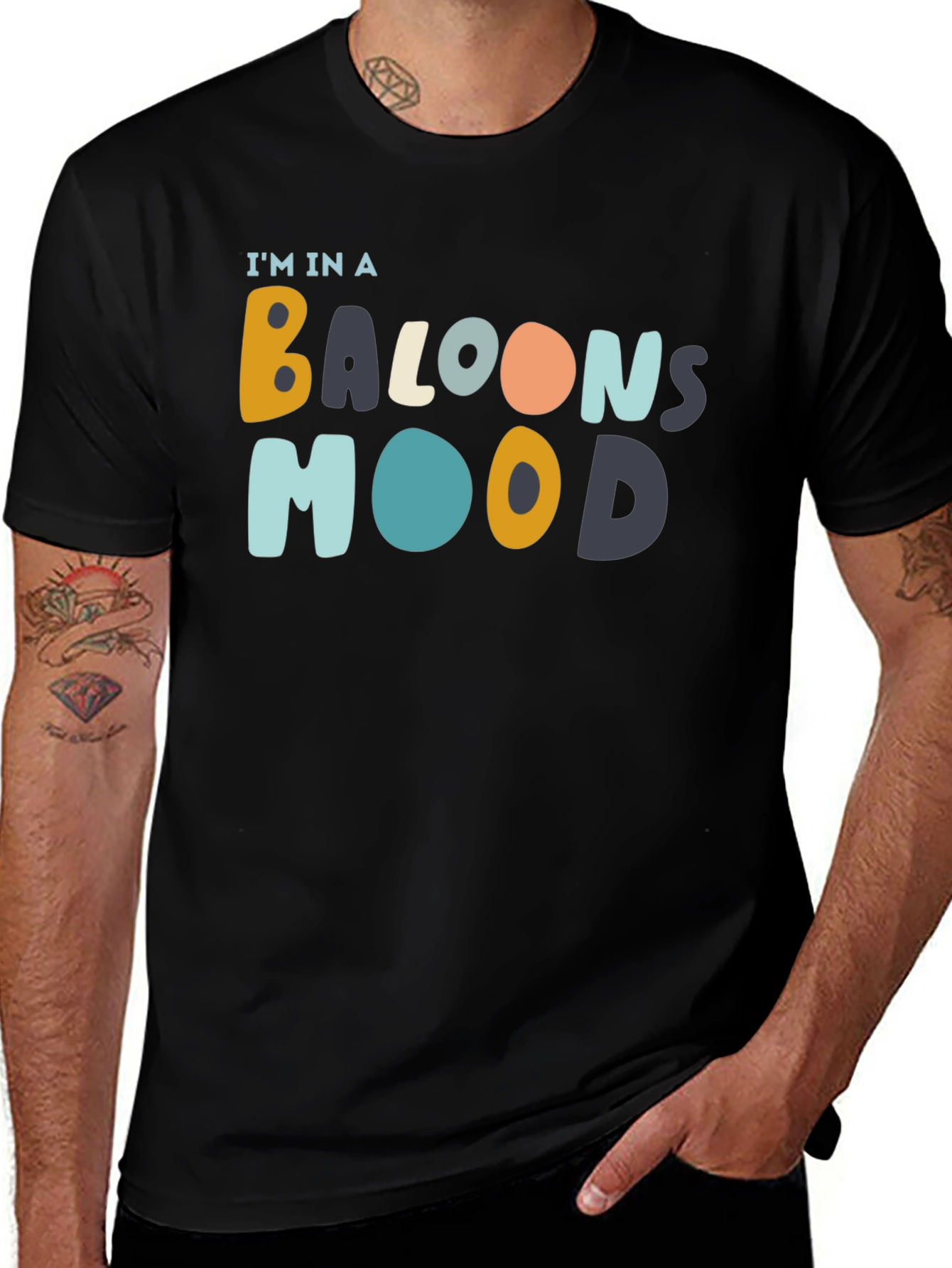 Variant 20 of Balloon Mood Black Graphic Tee