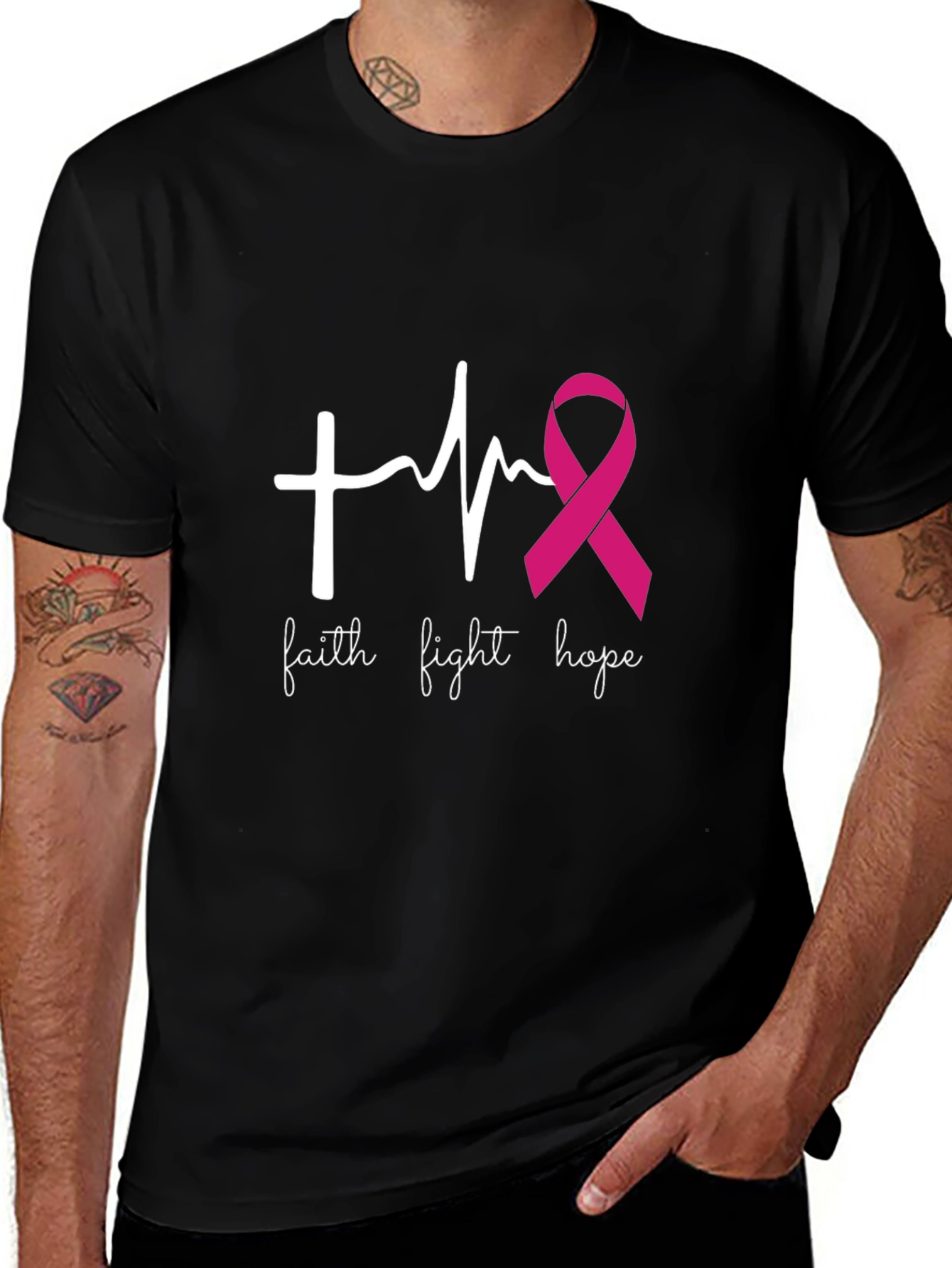 Variant 6 of Faith Fight Hope Breast Cancer Awareness Tee
