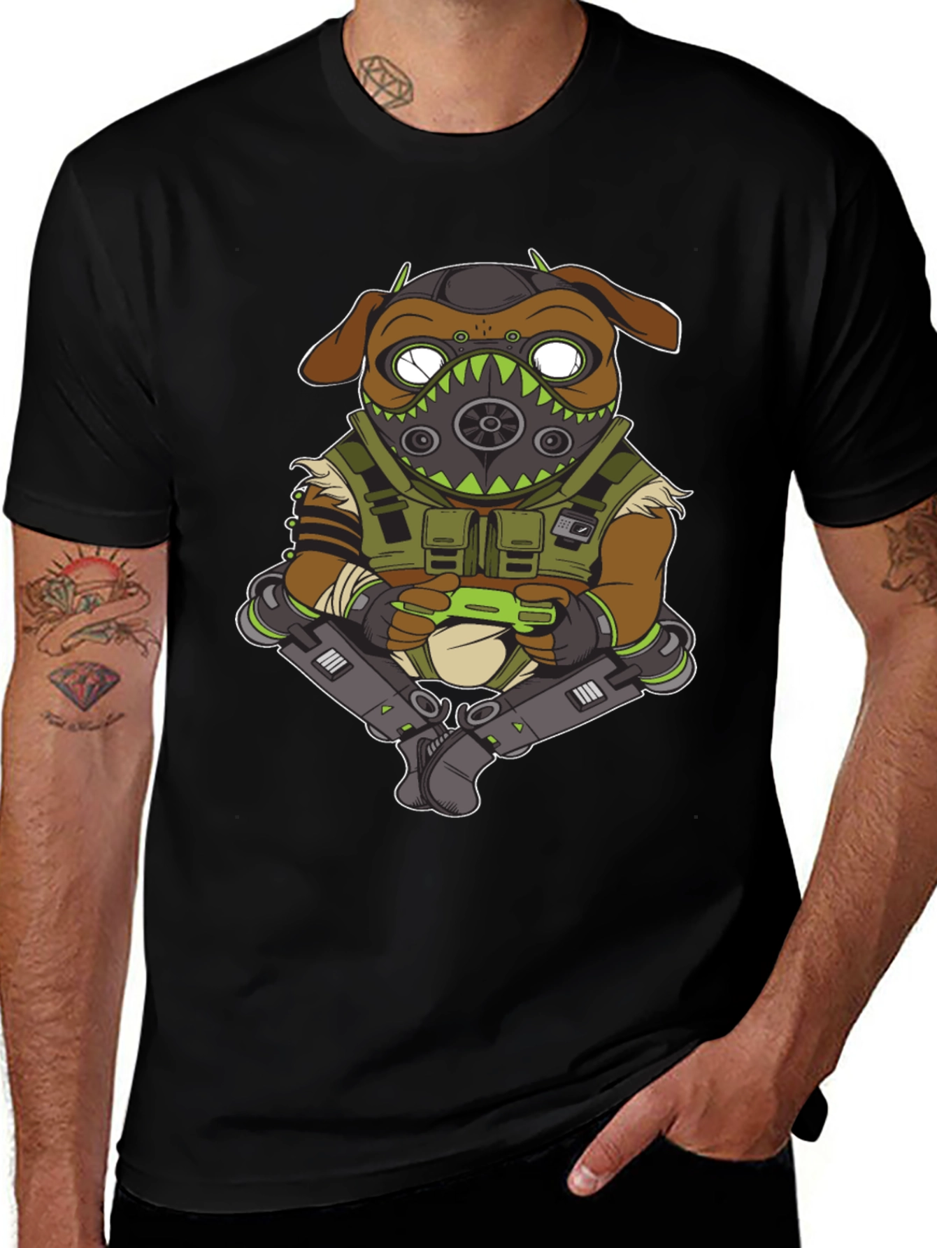 Variant 25 of Gaming Pug Black T-Shirt