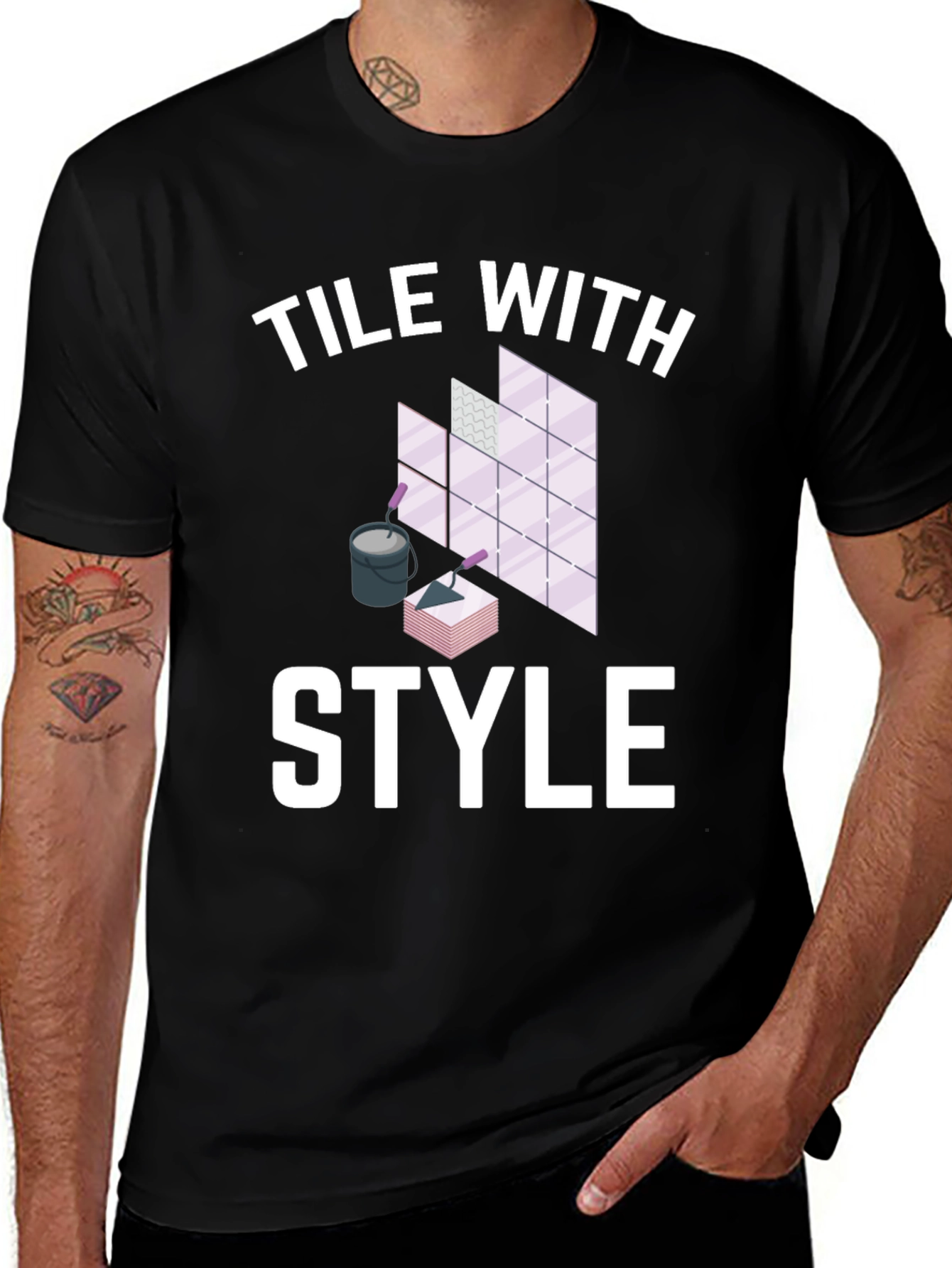 Variant 26 of Tile With Style T-Shirt - Black Graphic Tee
