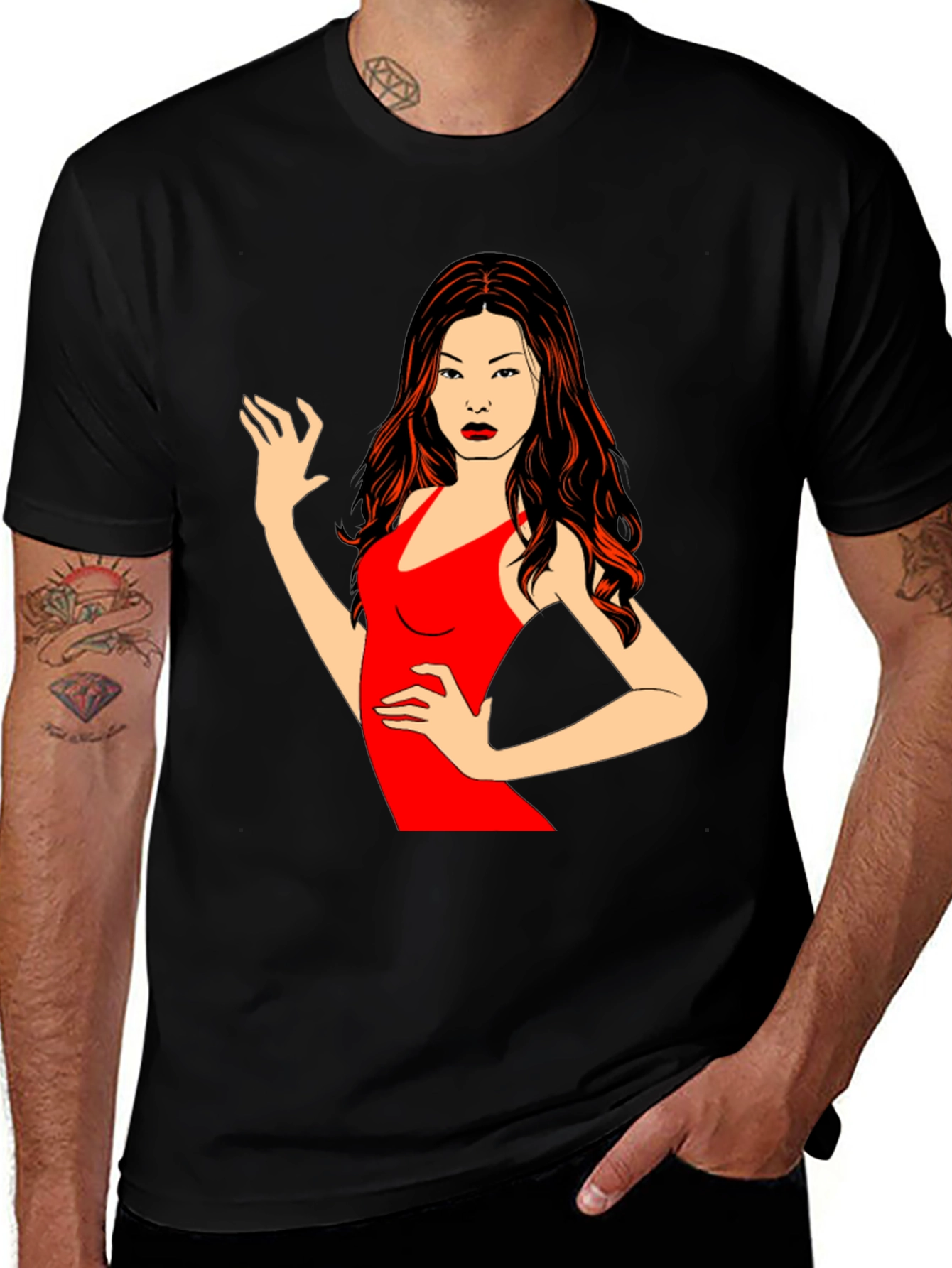 Variant 19 of Black T-Shirt with Woman Graphic