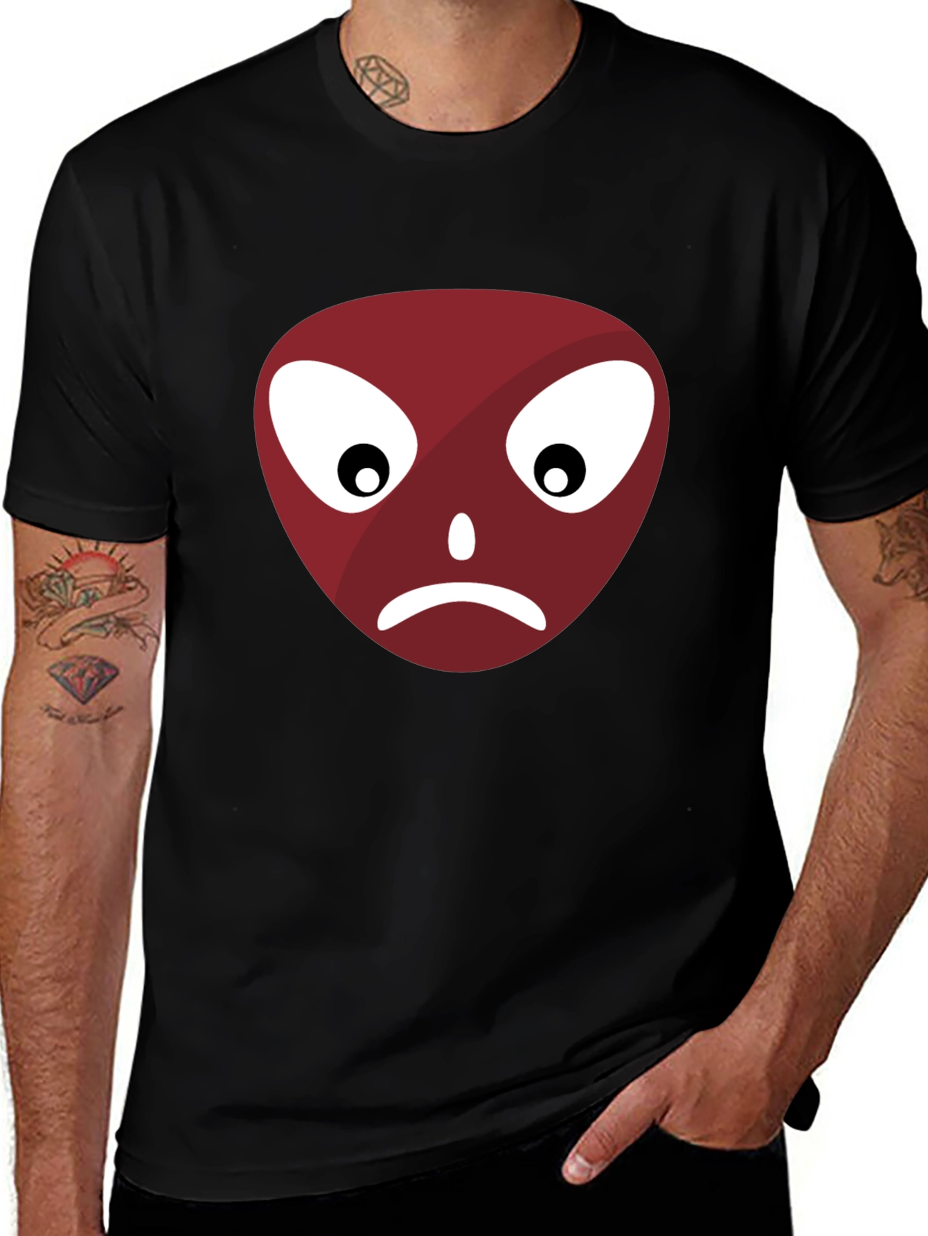 Variant 23 of Sad Face Graphic T-Shirt - Casual Wear
