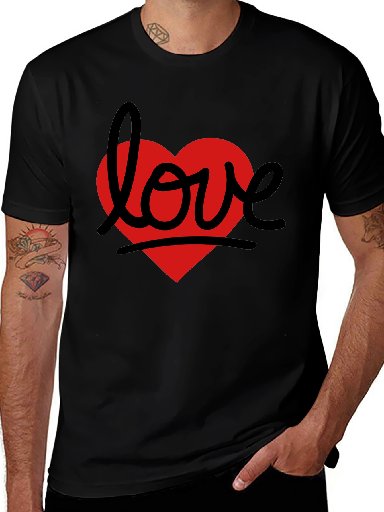 Variant 14 of Love Heart Graphic Tee - Black