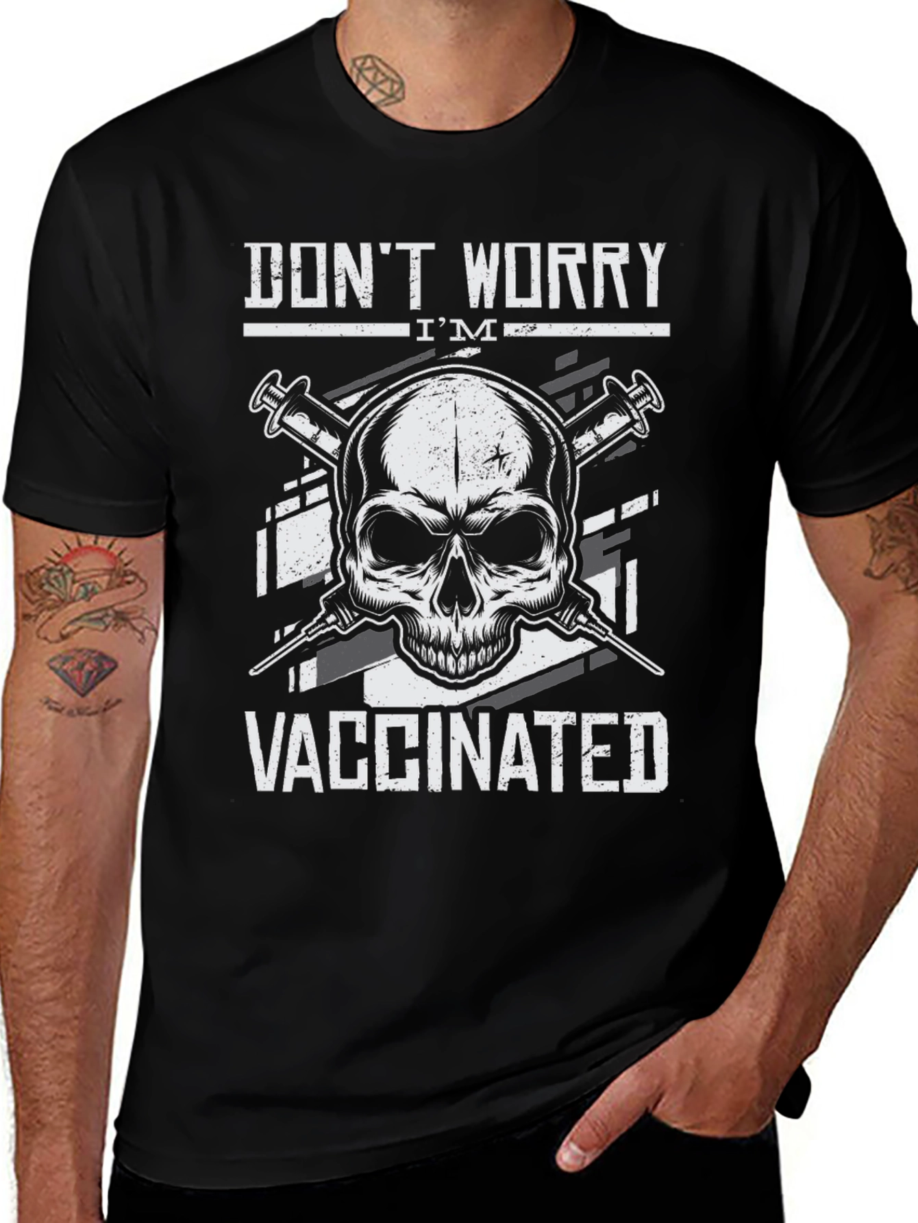 Variant 26 of Don't Worry I'm Vaccinated Skull T-Shirt