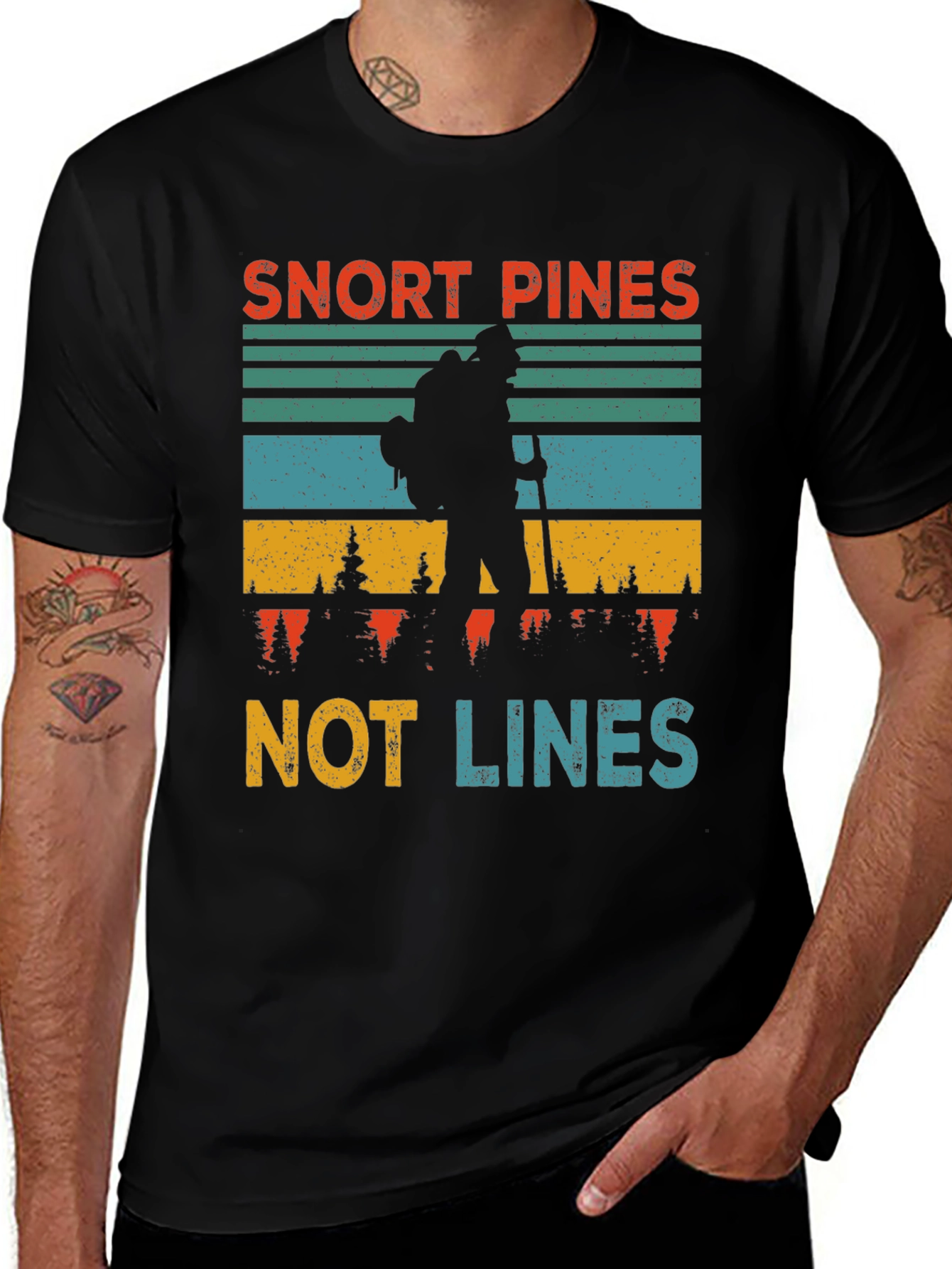 Variant 16 of Snort Pines Not Lines Hiker Graphic T-Shirt
