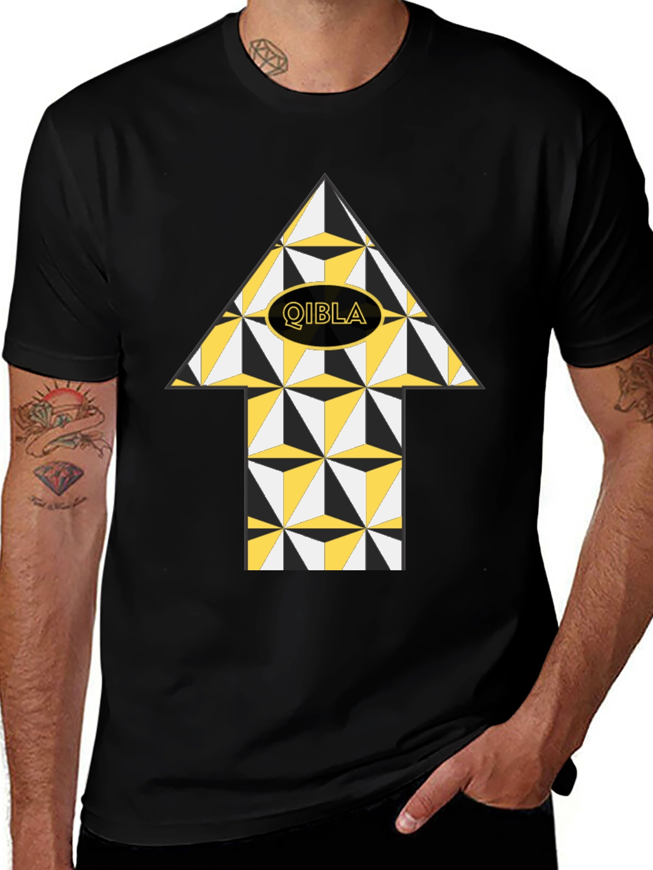 Variant 11 of Qibla Direction Arrow T-Shirt - Stylish Islamic Design