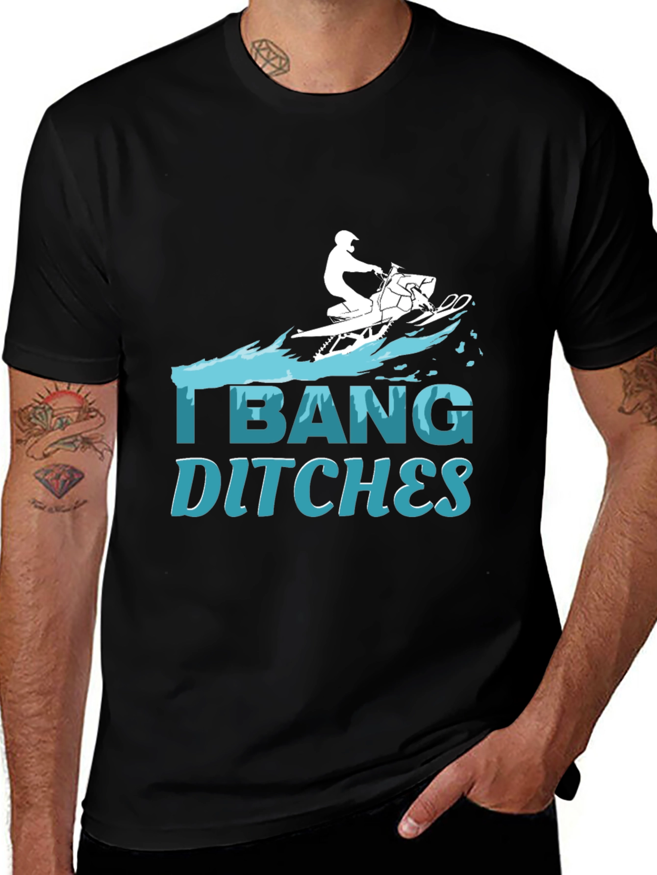 Variant 13 of I BANG DITCHES Black T-Shirt Snowmobile