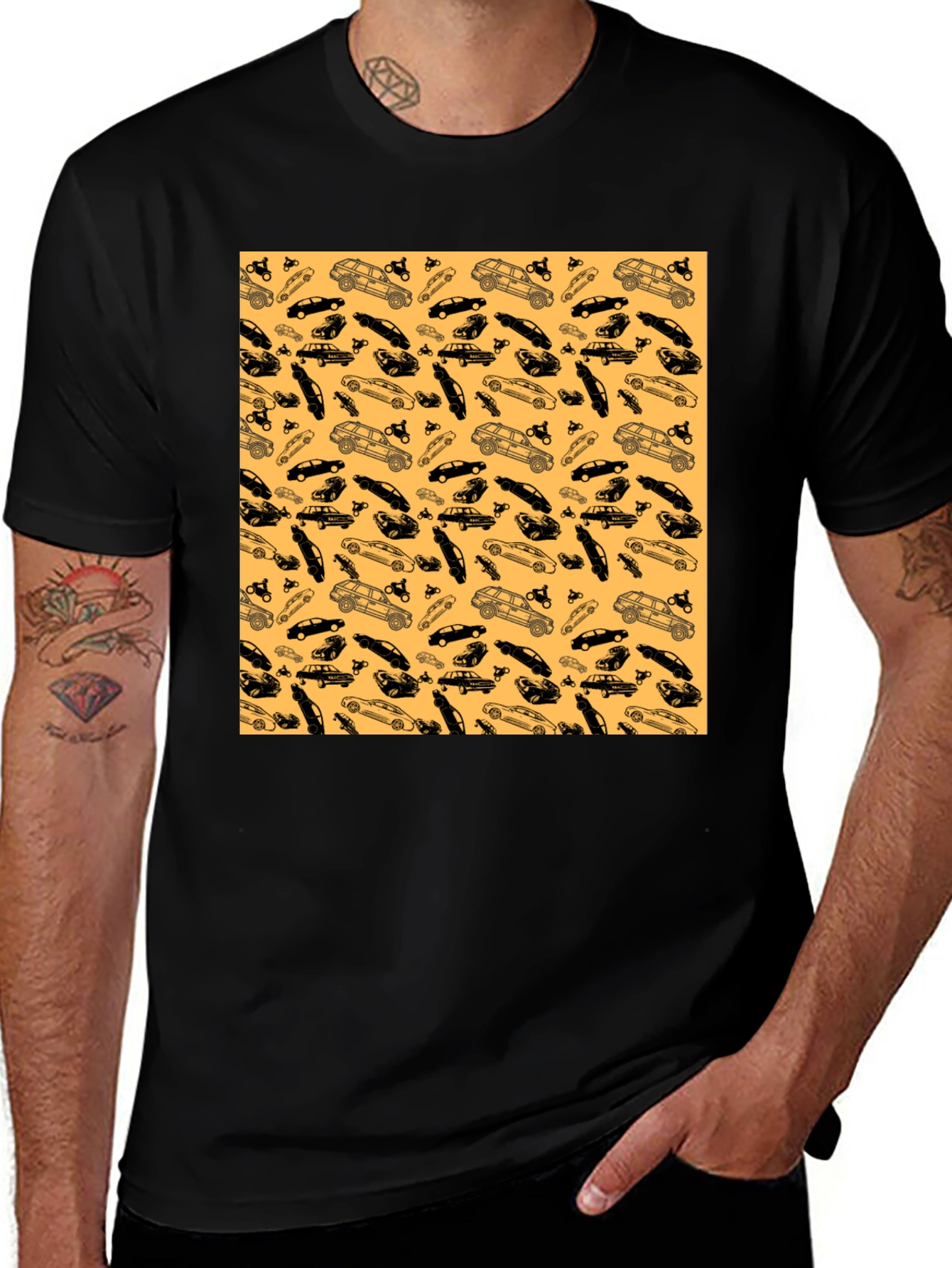 Variant 9 of Car Pattern T-Shirt - Unique Auto Enthusiast Design