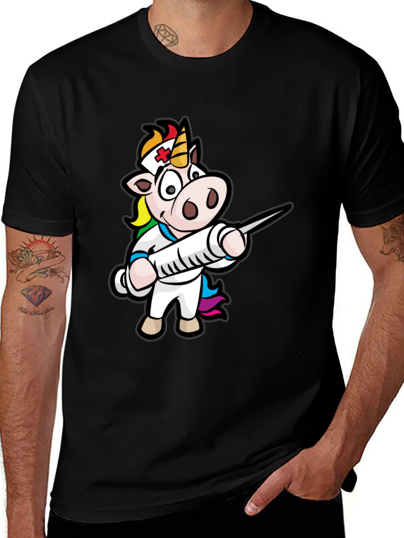 Variant 23 of Nurse Unicorn T-Shirt - Black