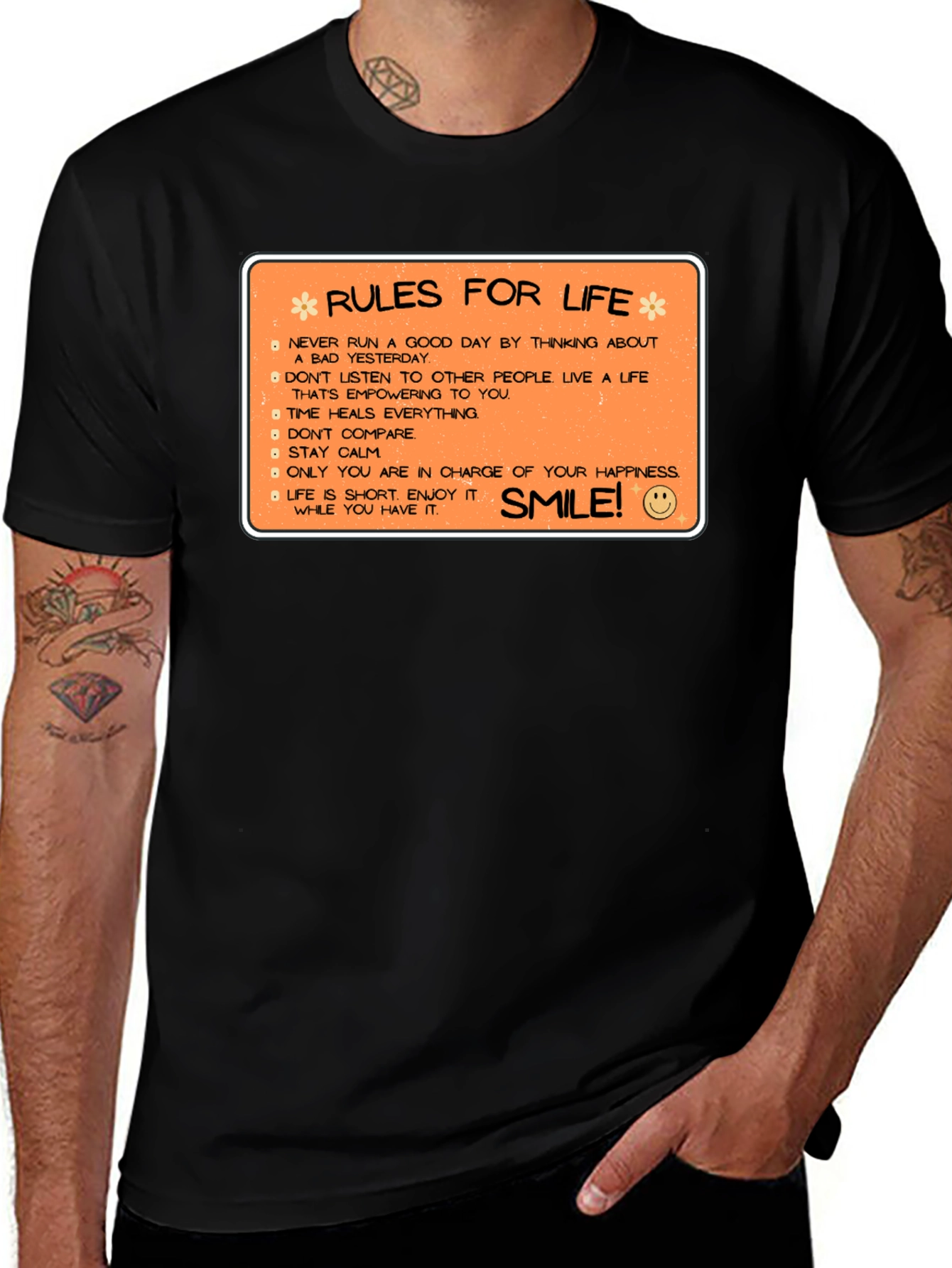 Variant 16 of Rules for Life Graphic T-Shirt - Inspiring Quote Tee