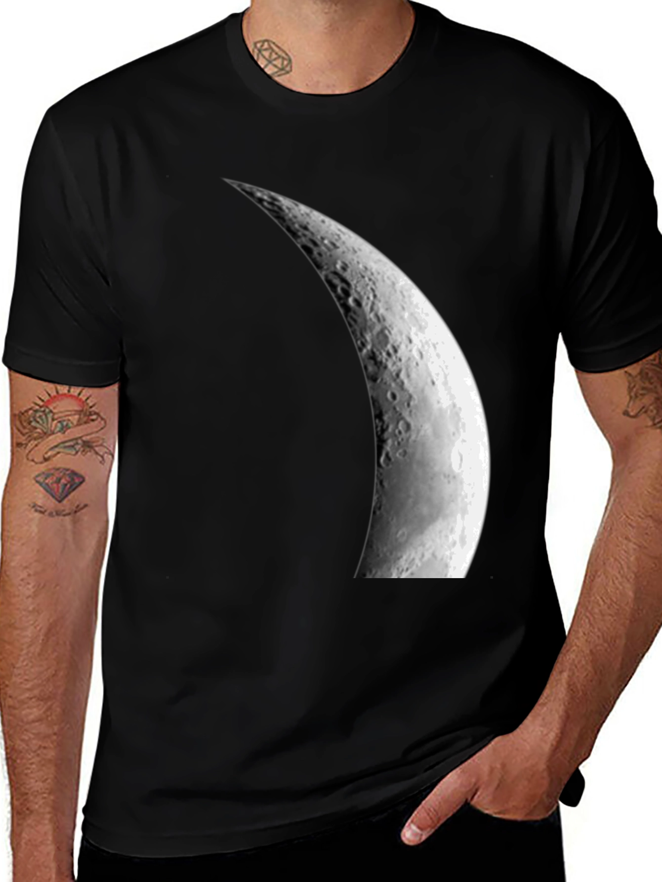 Variant 22 of Waxing Crescent Moon Graphic Black T-Shirt