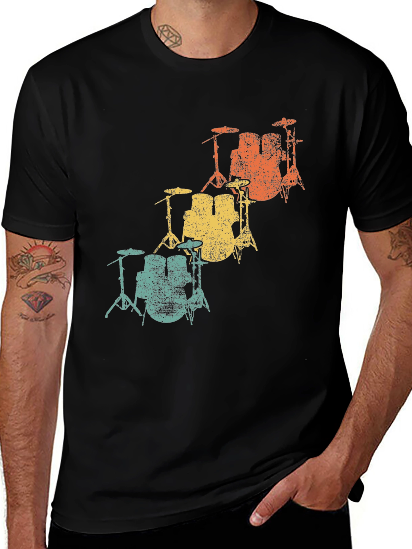 Variant 19 of Retro Drum Set T-Shirt - Vintage Style Music Tee