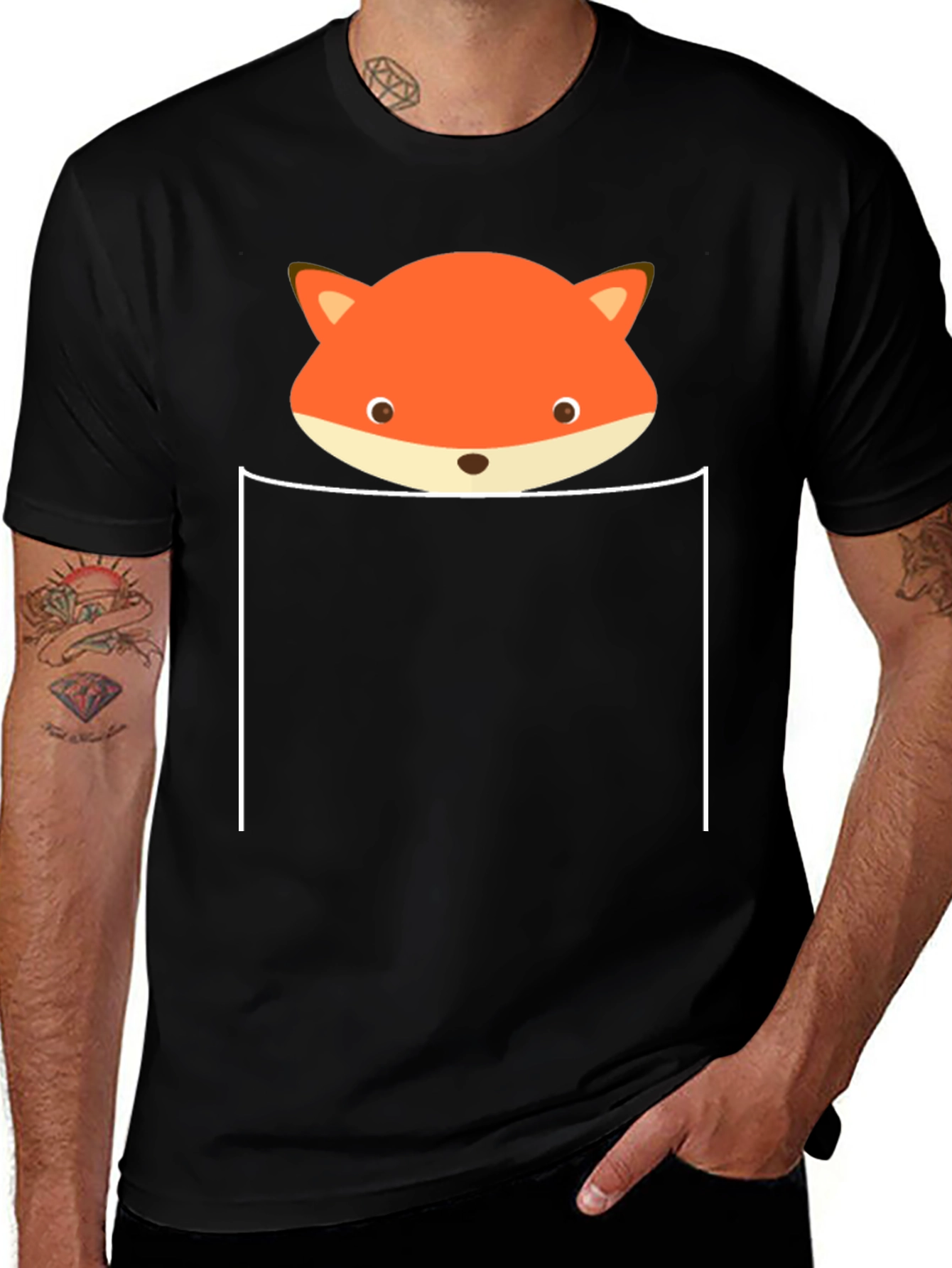 Variant 12 of Fox Pocket T-Shirt - Cute Animal Graphic Tee