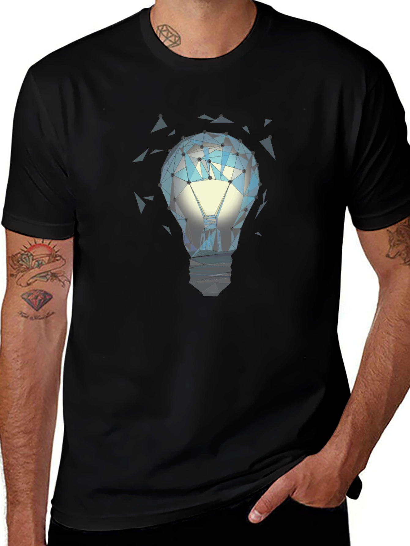 Variant 10 of Geometric Lightbulb Graphic Tee - Stylish Modern Design