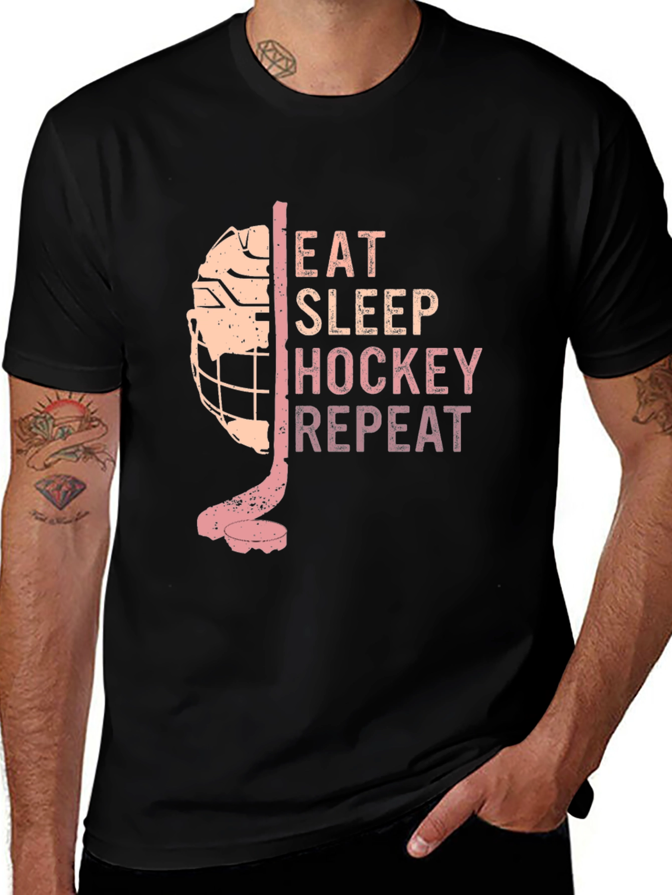 Variant 9 of Eat Sleep Hockey Repeat Graphic Tee