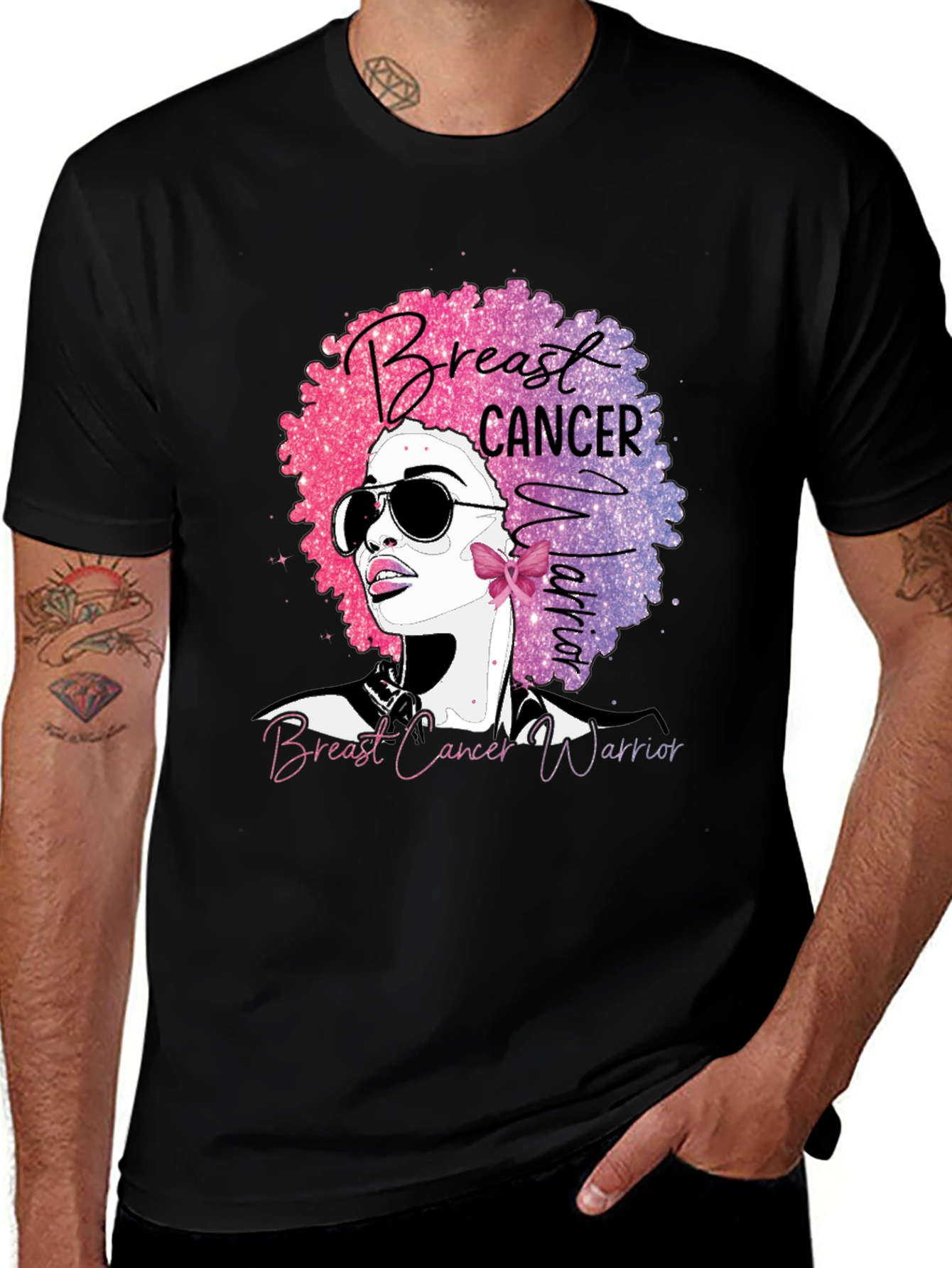 Variant 14 of Breast Cancer Warrior Black T-Shirt