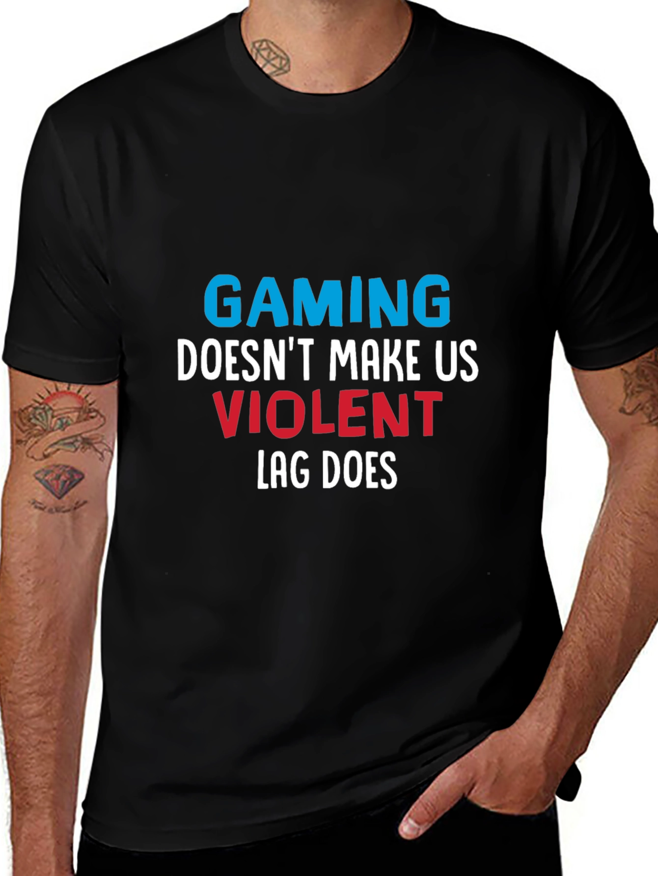 Variant 9 of Gamer T-Shirt - Gaming Doesn't Make Us Violent