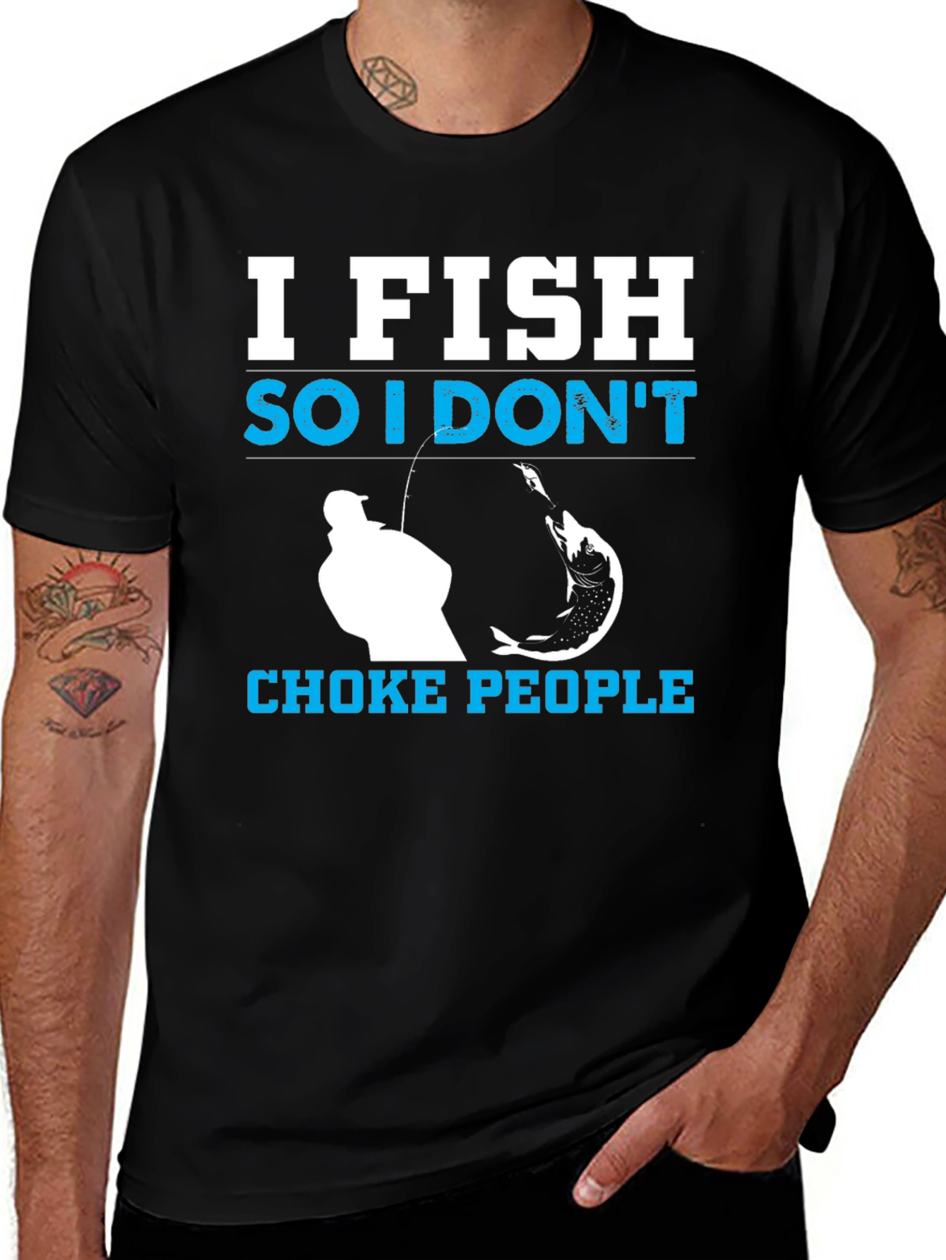 Variant 24 of I Fish So I Don't Choke People Black T-Shirt