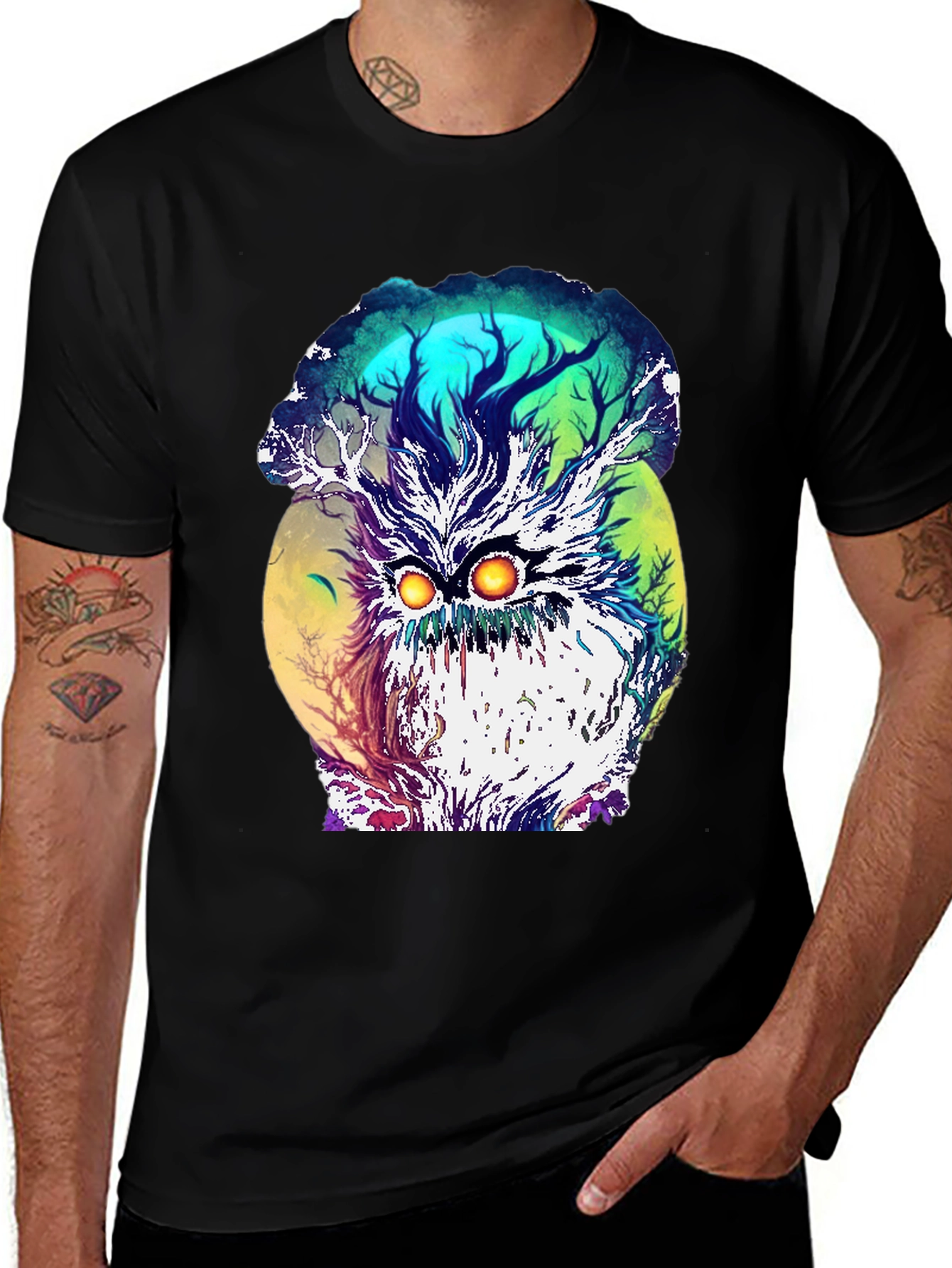 Variant 27 of Mystic Owl Tree Graphic Tee - Nature Inspired Design