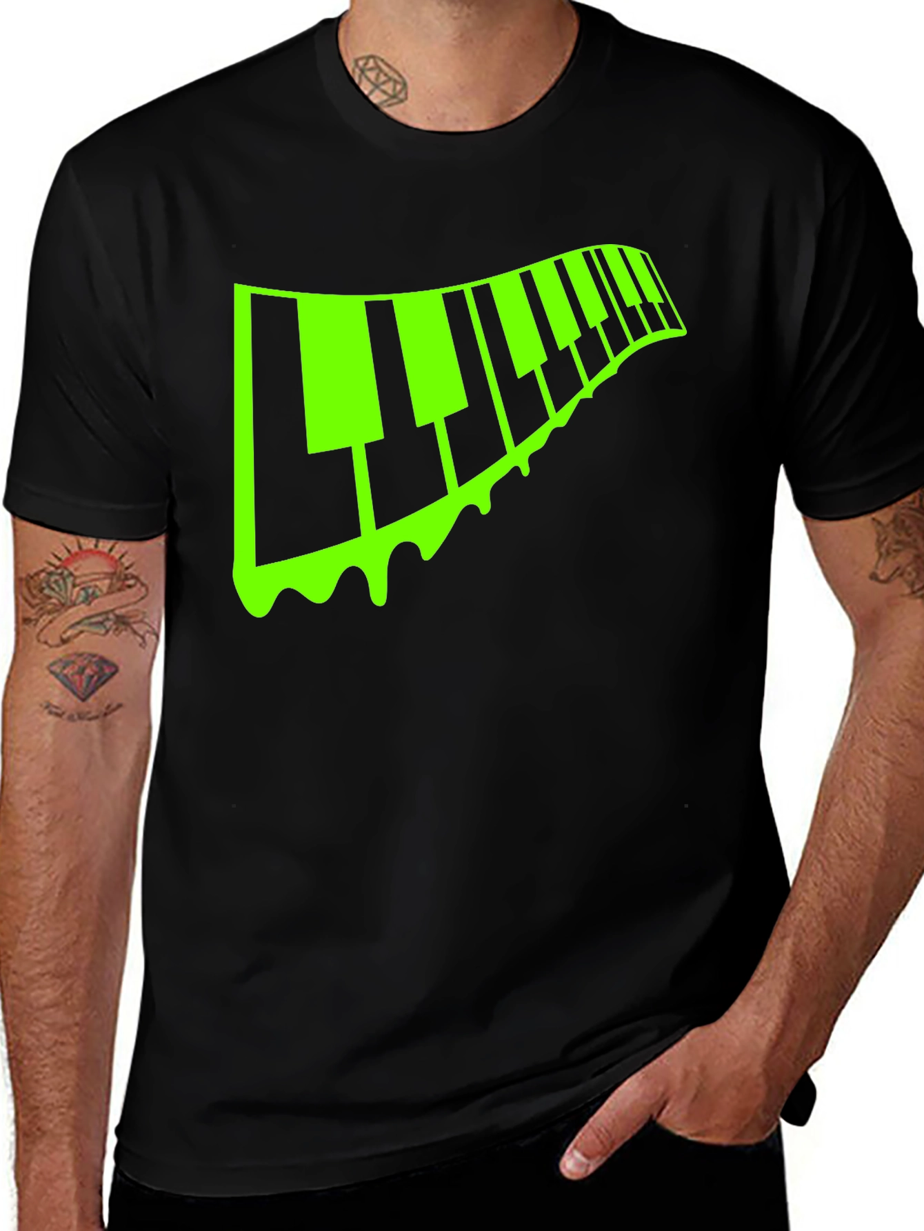 Variant 27 of Neon Keyboard Music Black T-Shirt