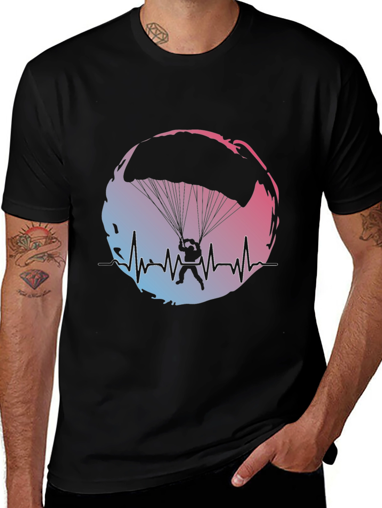 Variant 6 of Skydiving Heartbeat T-Shirt
