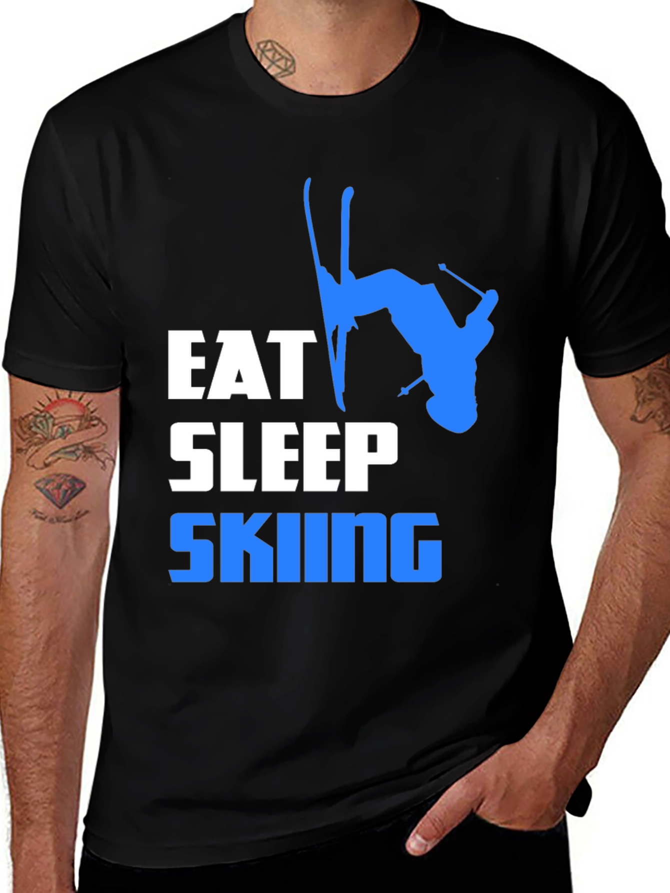 Variant 18 of Eat Sleep Skiing Graphic T-Shirt - Black