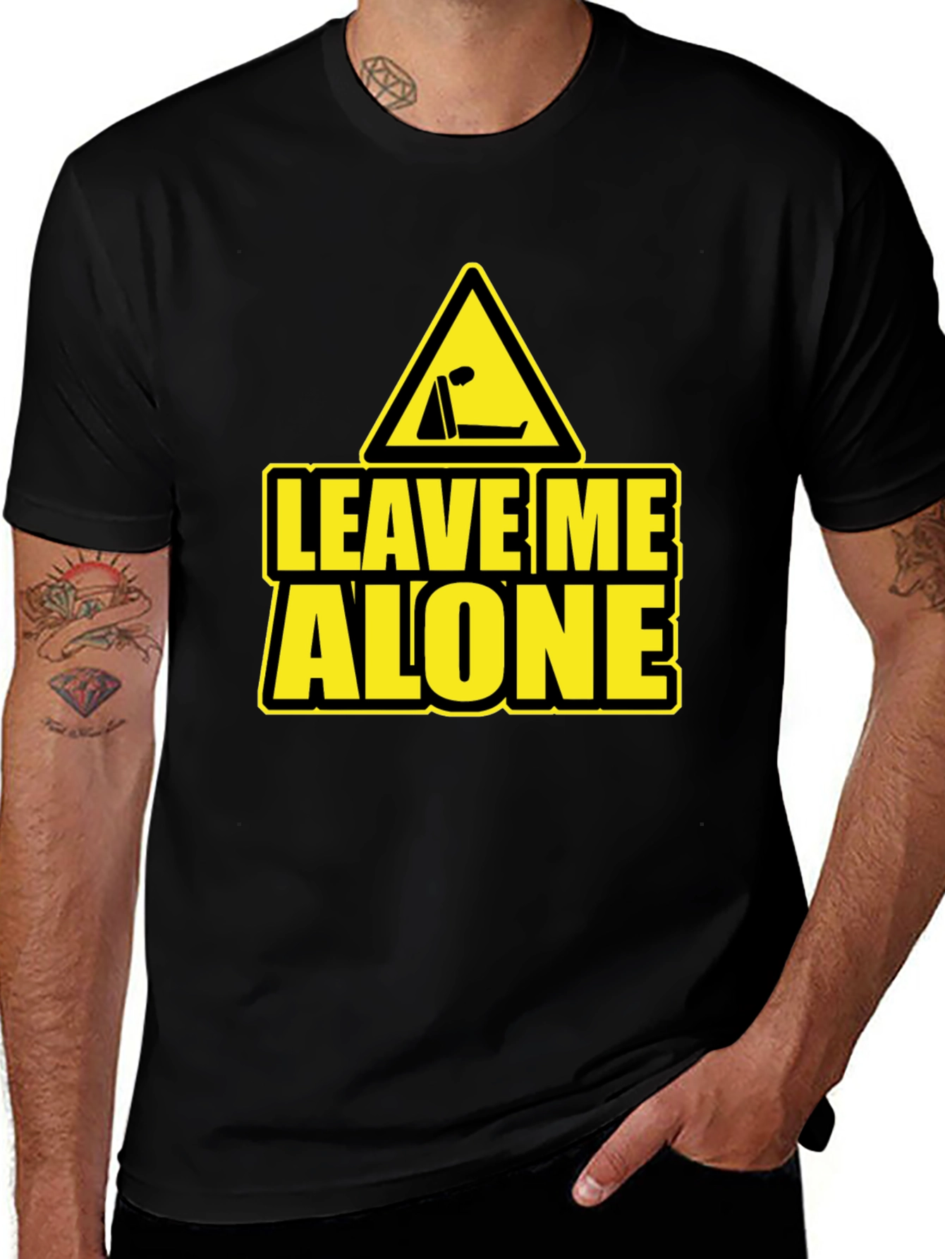 Variant 16 of Leave Me Alone Black Graphic Tee Shirt