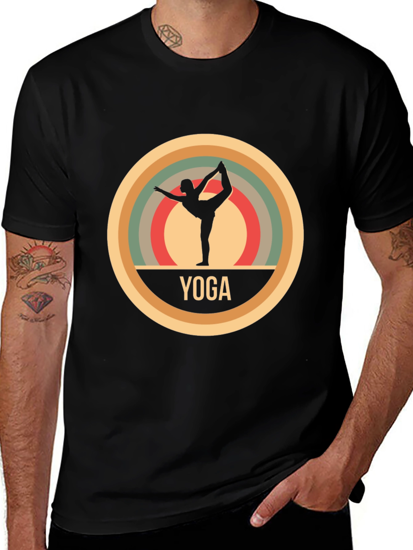 Variant 26 of Yoga Silhouette T-Shirt - Retro Style Design