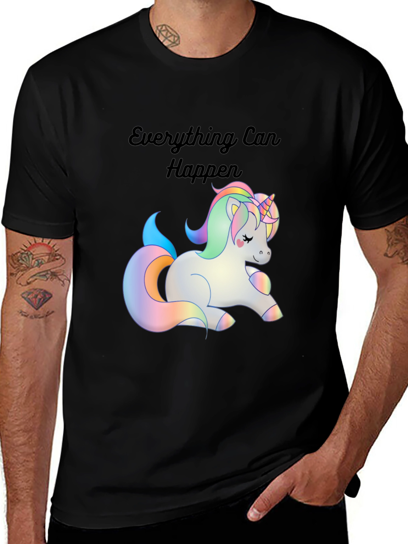 Black Unicorn Magic T-Shirt - Everything Can Happen main image