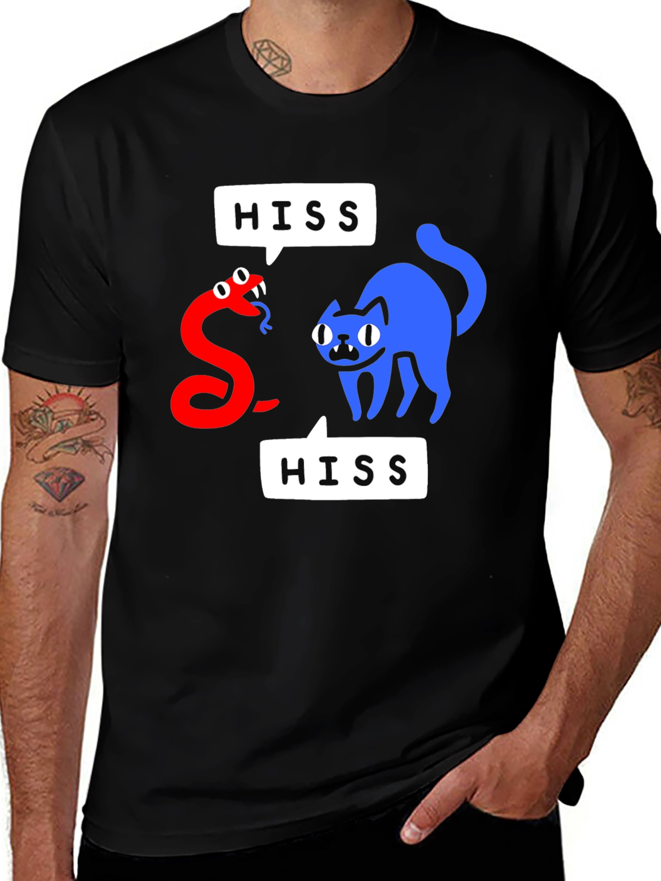 Variant 17 of Hiss-terical Cat & Snake Graphic Tee