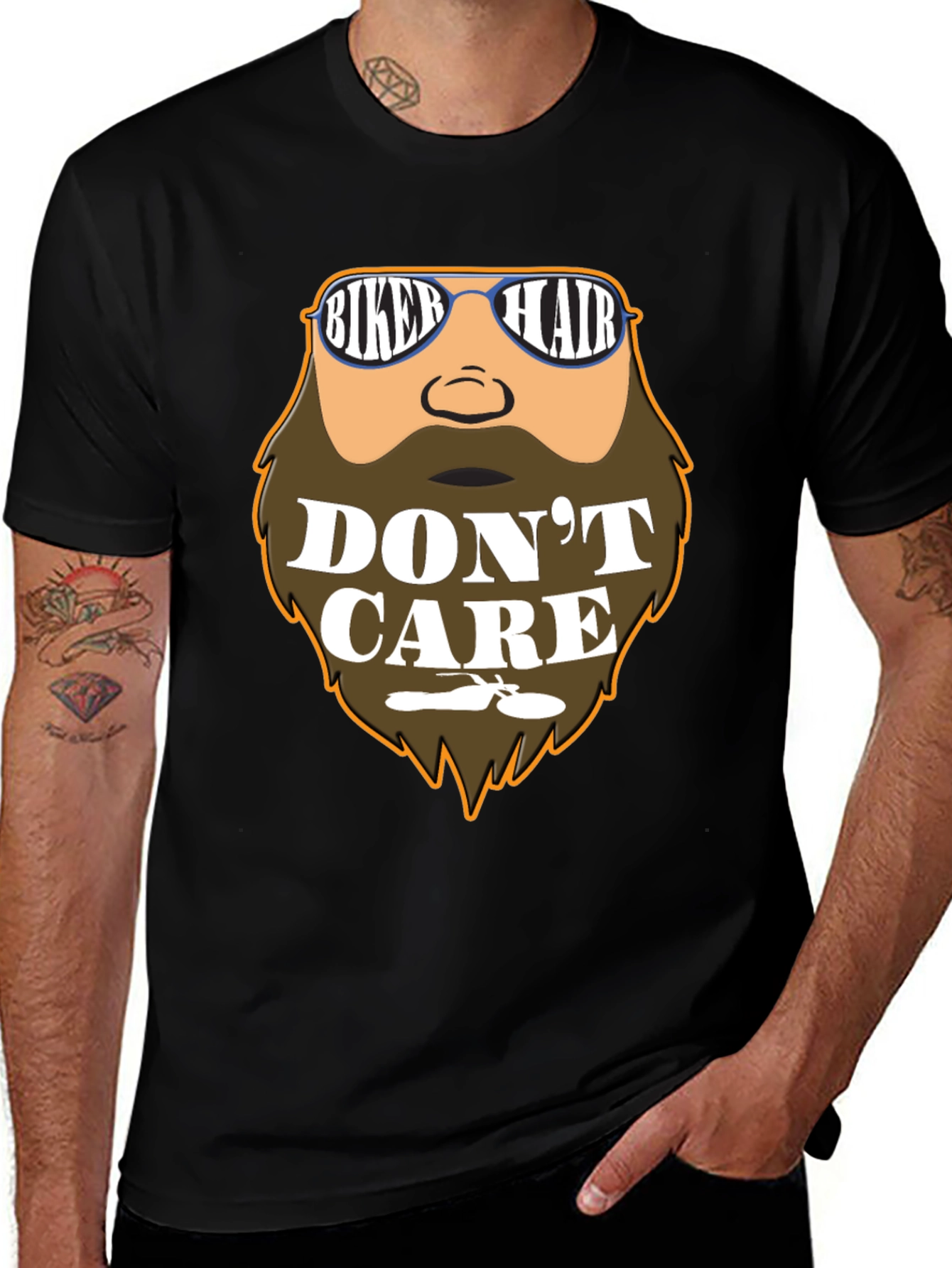 Biker Hair Don't Care Graphic T-Shirt