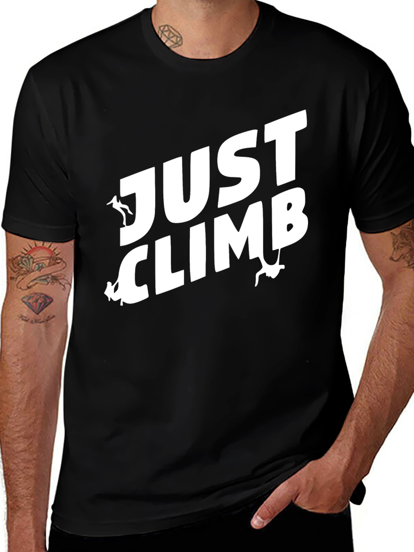 Just Climb Black T-Shirt for Climbing Enthusiasts