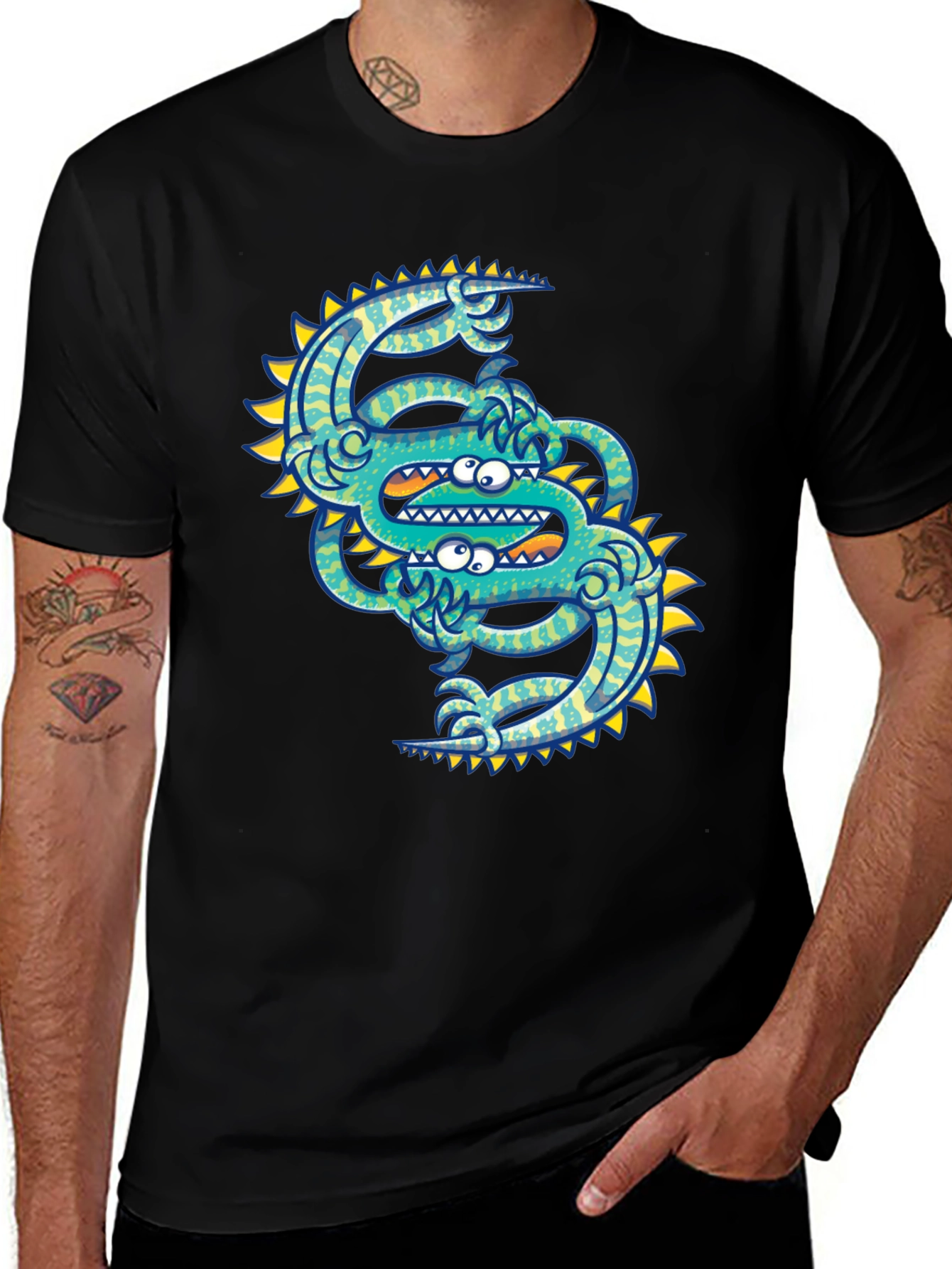 Variant 16 of Monster Graphic Tee - Unique Design, Men's Black T-Shirt