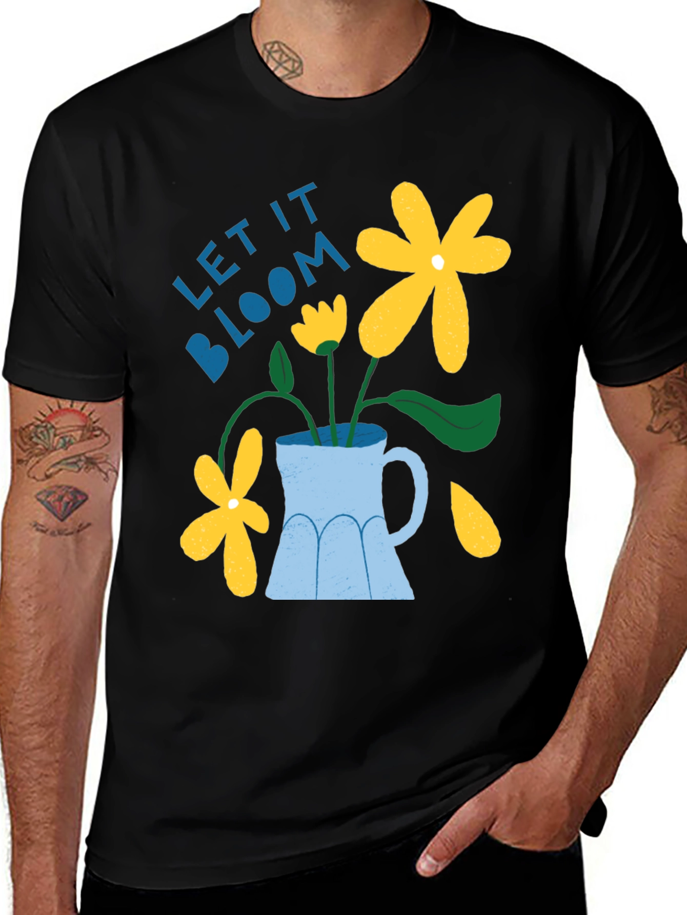 Variant 3 of Let It Bloom Graphic Tee - Men's Black T-Shirt