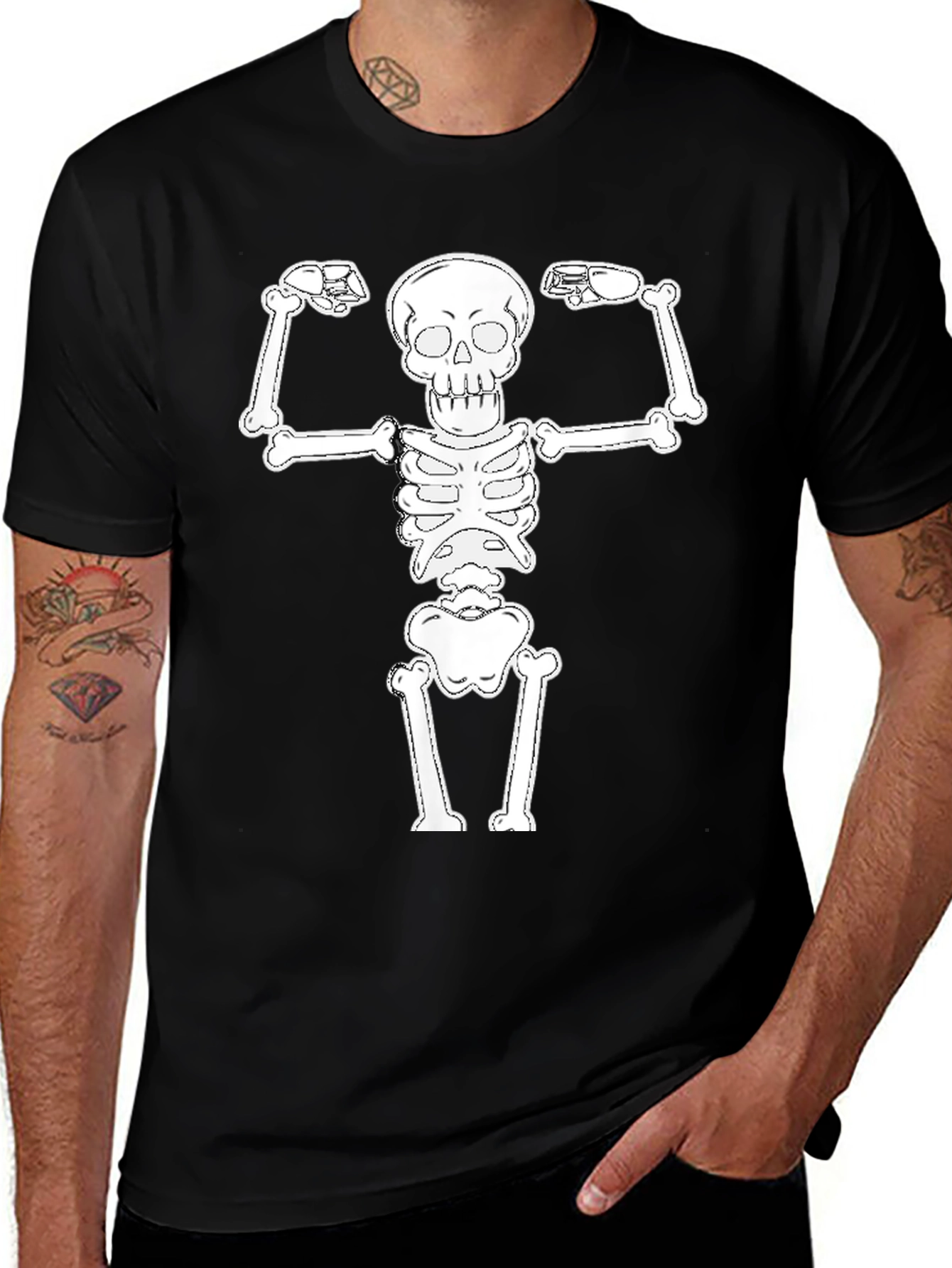 Skeleton Flex Black T-Shirt - Spooky Gym Wear