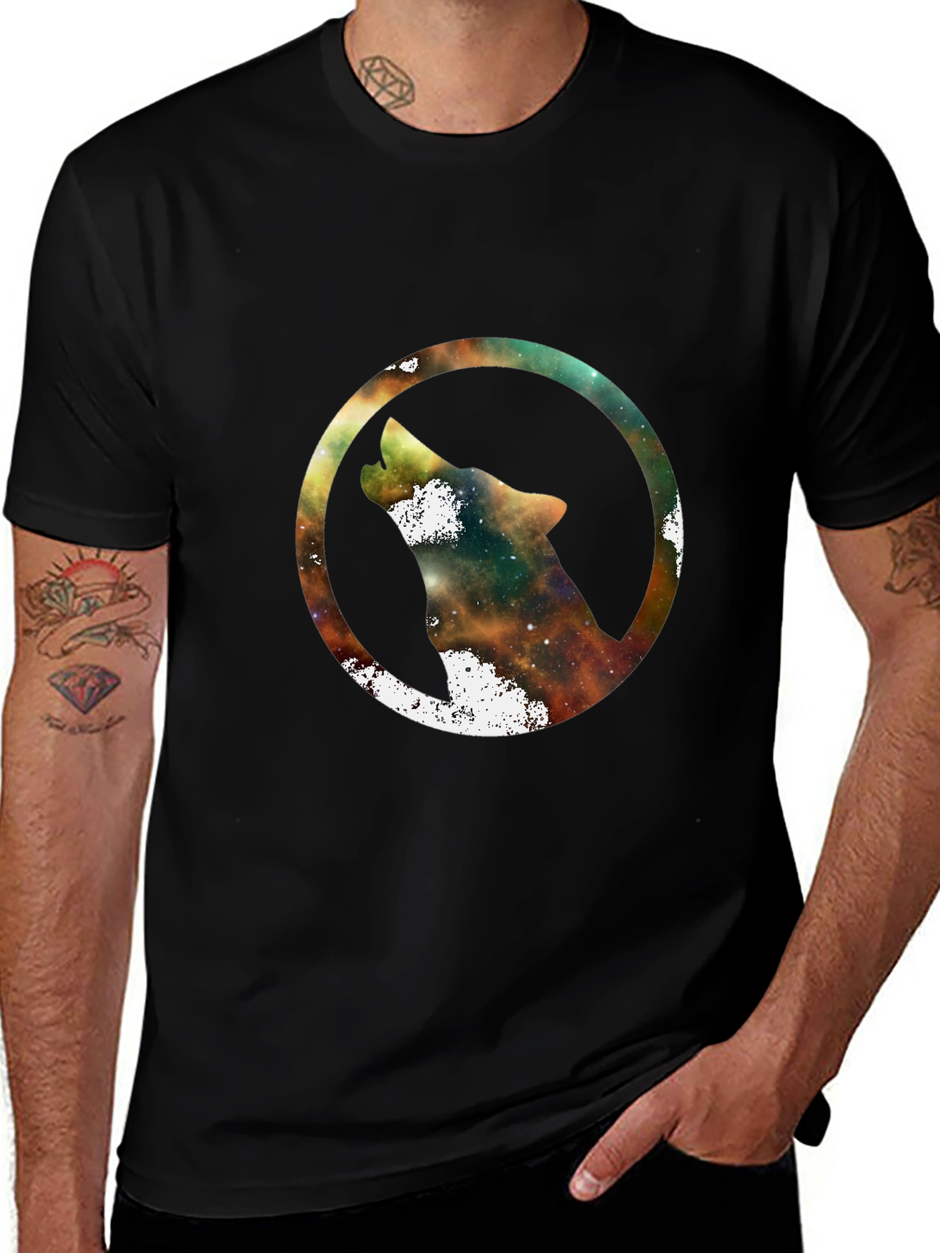 Variant 16 of Galaxy Wolf T-Shirt - Stylish Black Tee